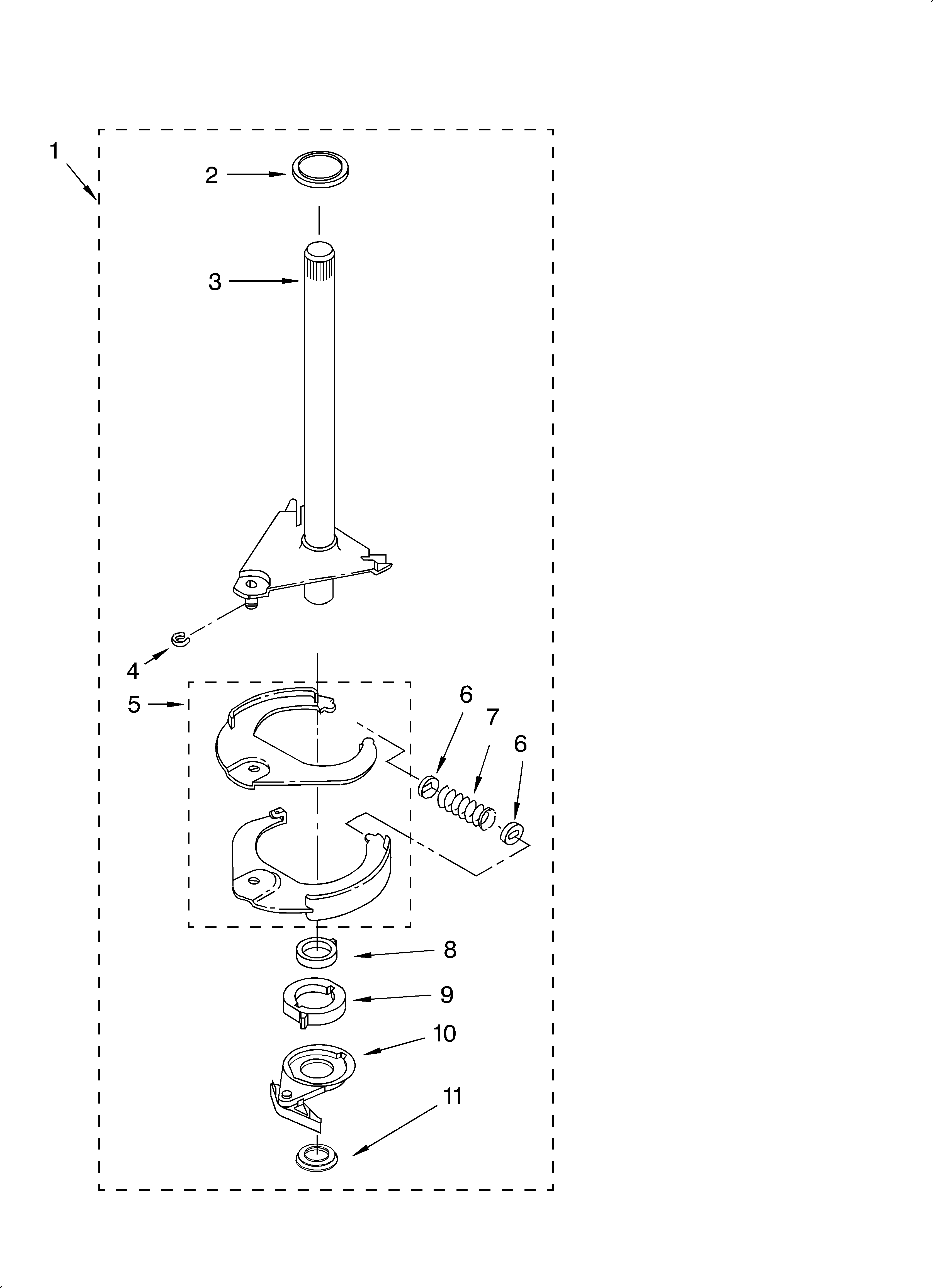 Whirlpool GVW9959KT0 brake and drive tube diagram