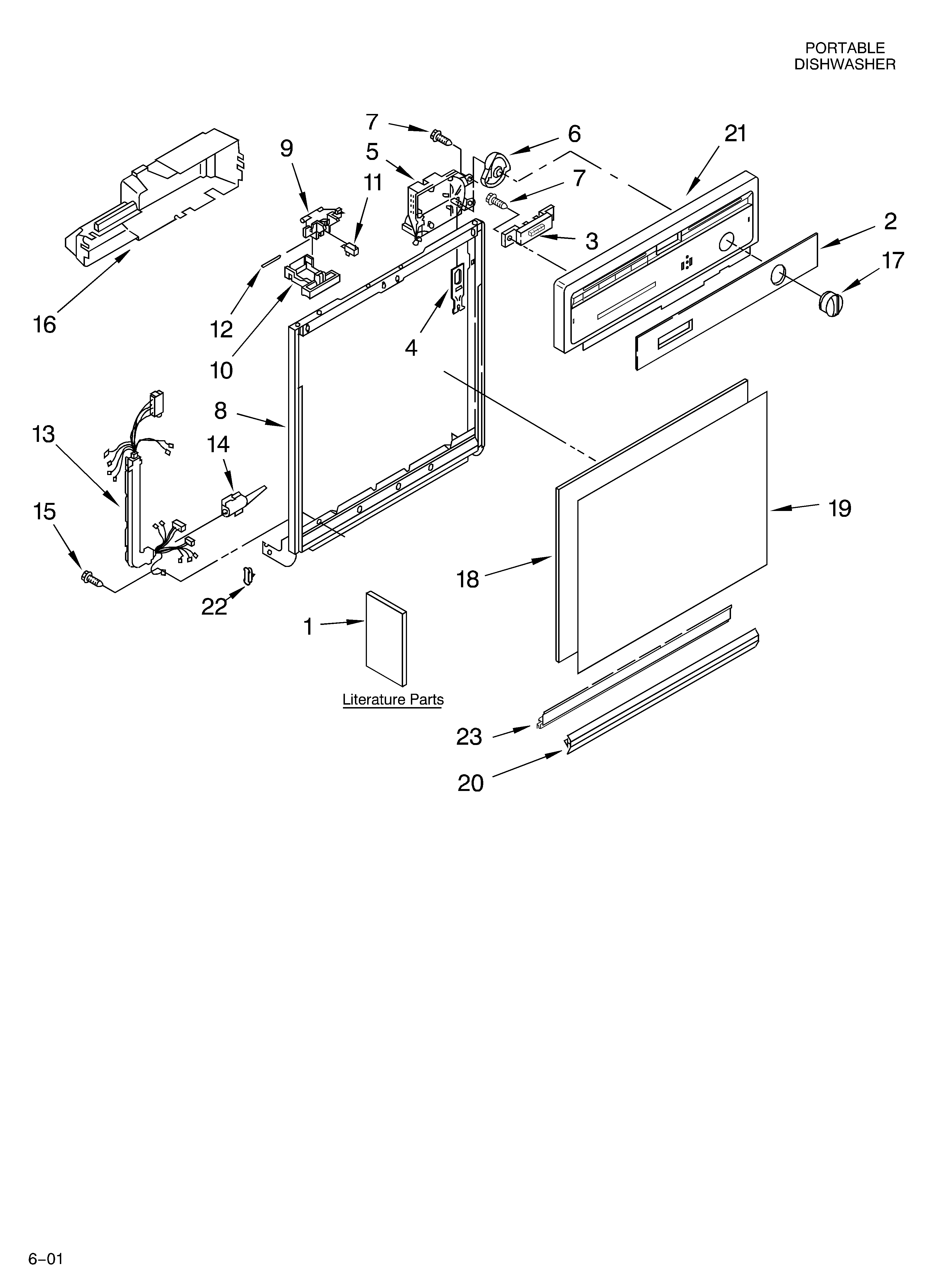 Whirlpool DP840SWKX0 frame and console/literature diagram