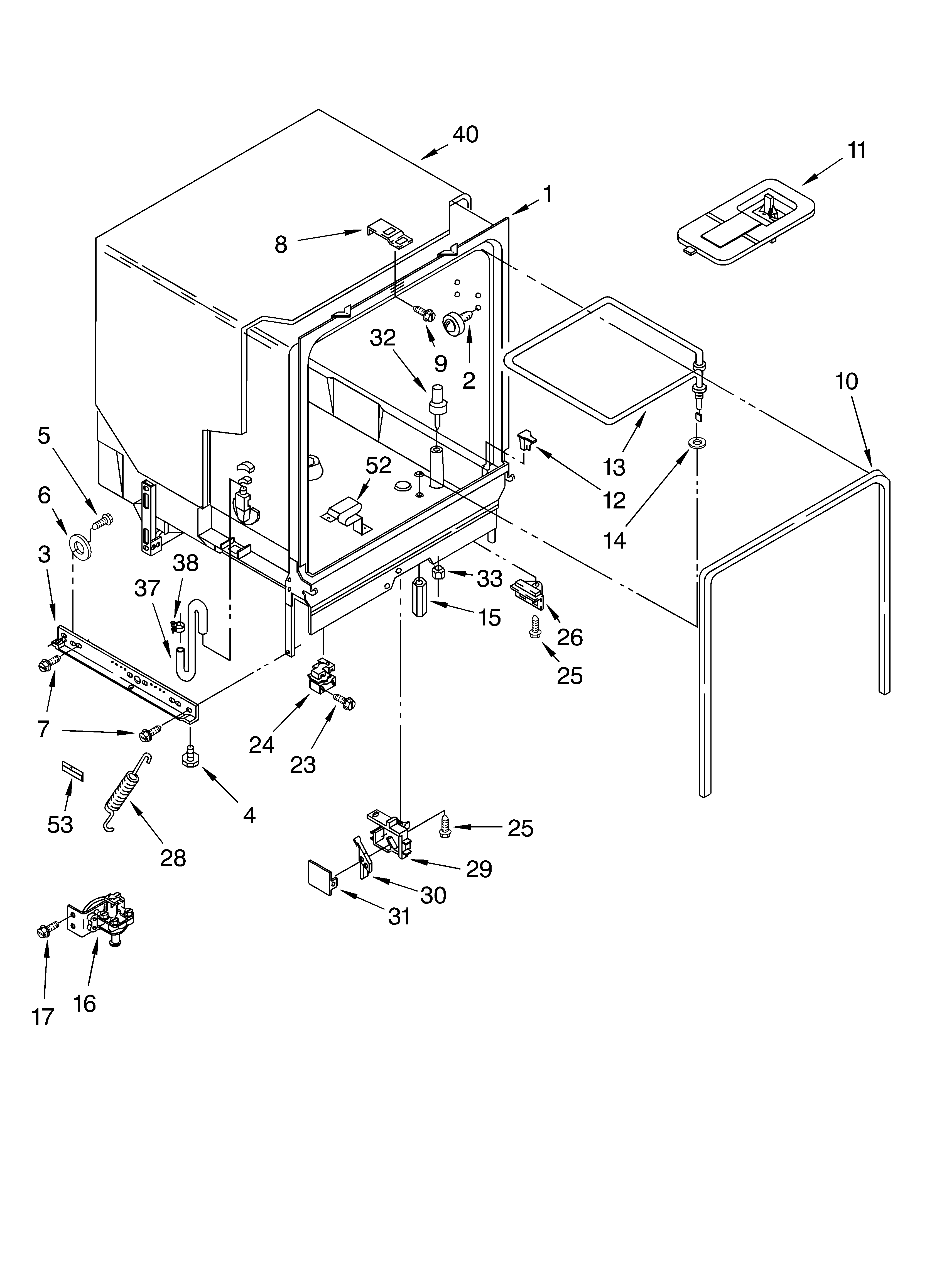 Whirlpool DP840SWKX0 tub assembly diagram