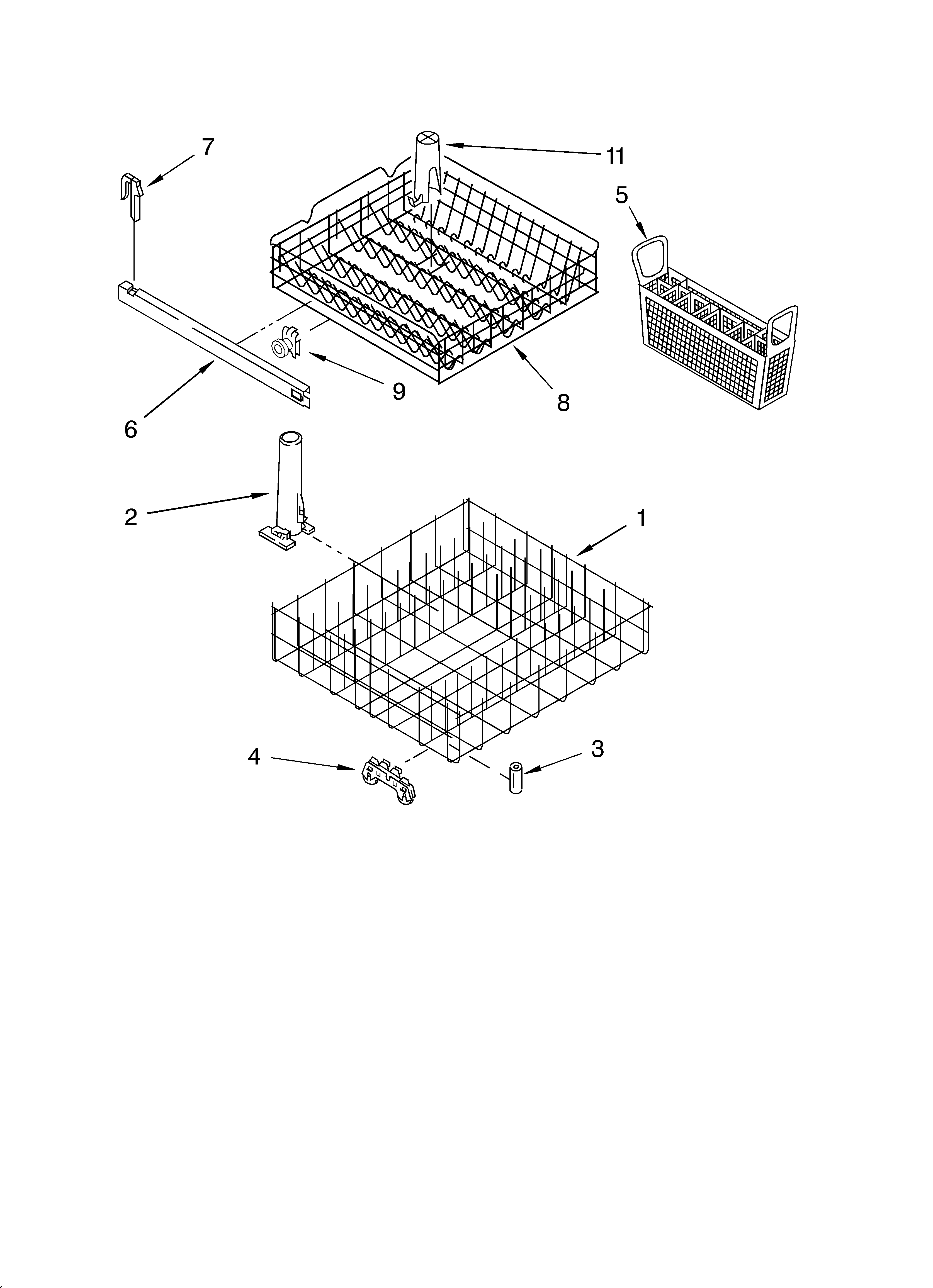 Whirlpool DP840SWKX0 dishrack diagram