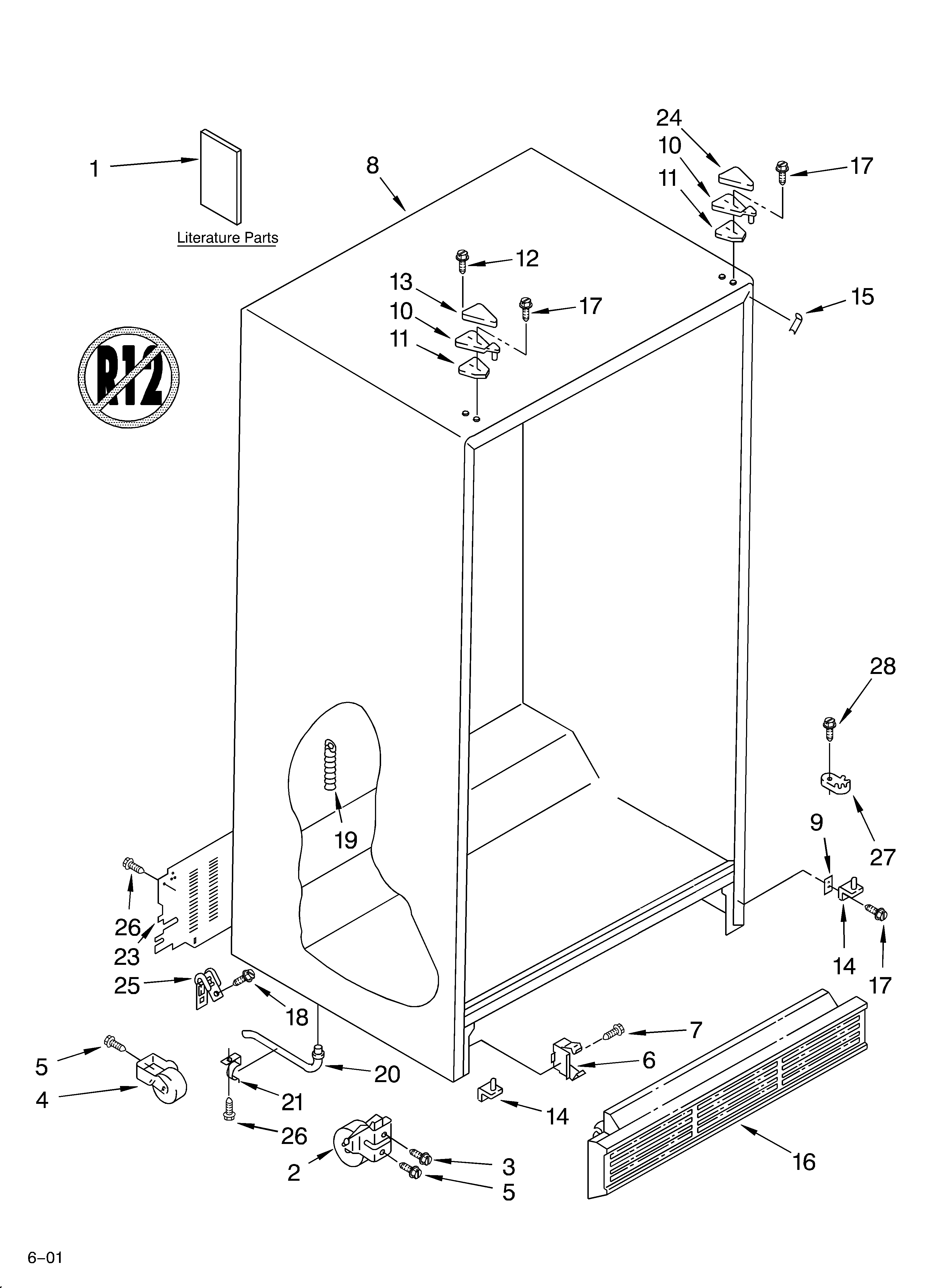 Roper RS22AQXGW04 cabinet/literature diagram