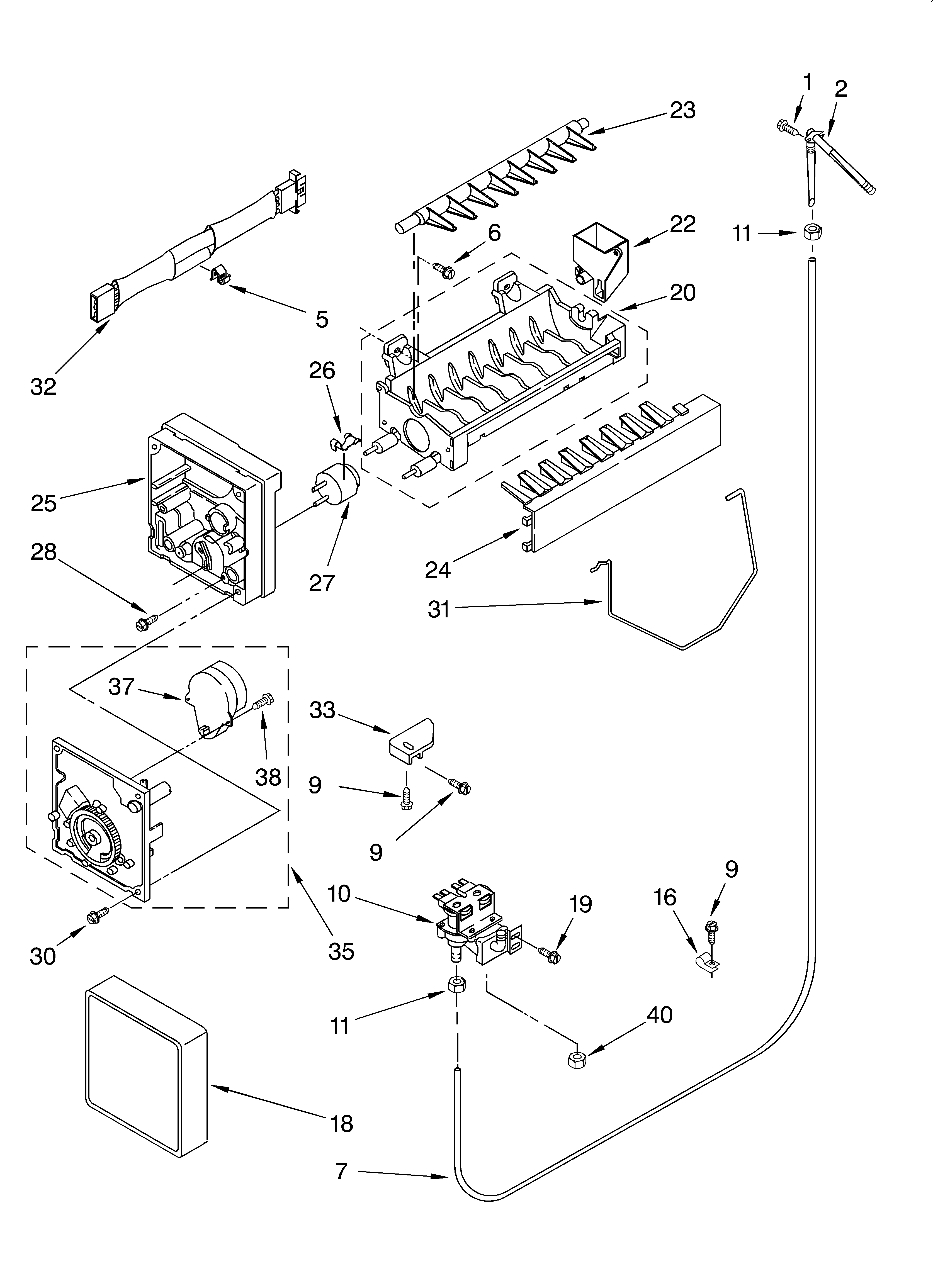 Roper RS22AQXGW04 ice maker/optional diagram