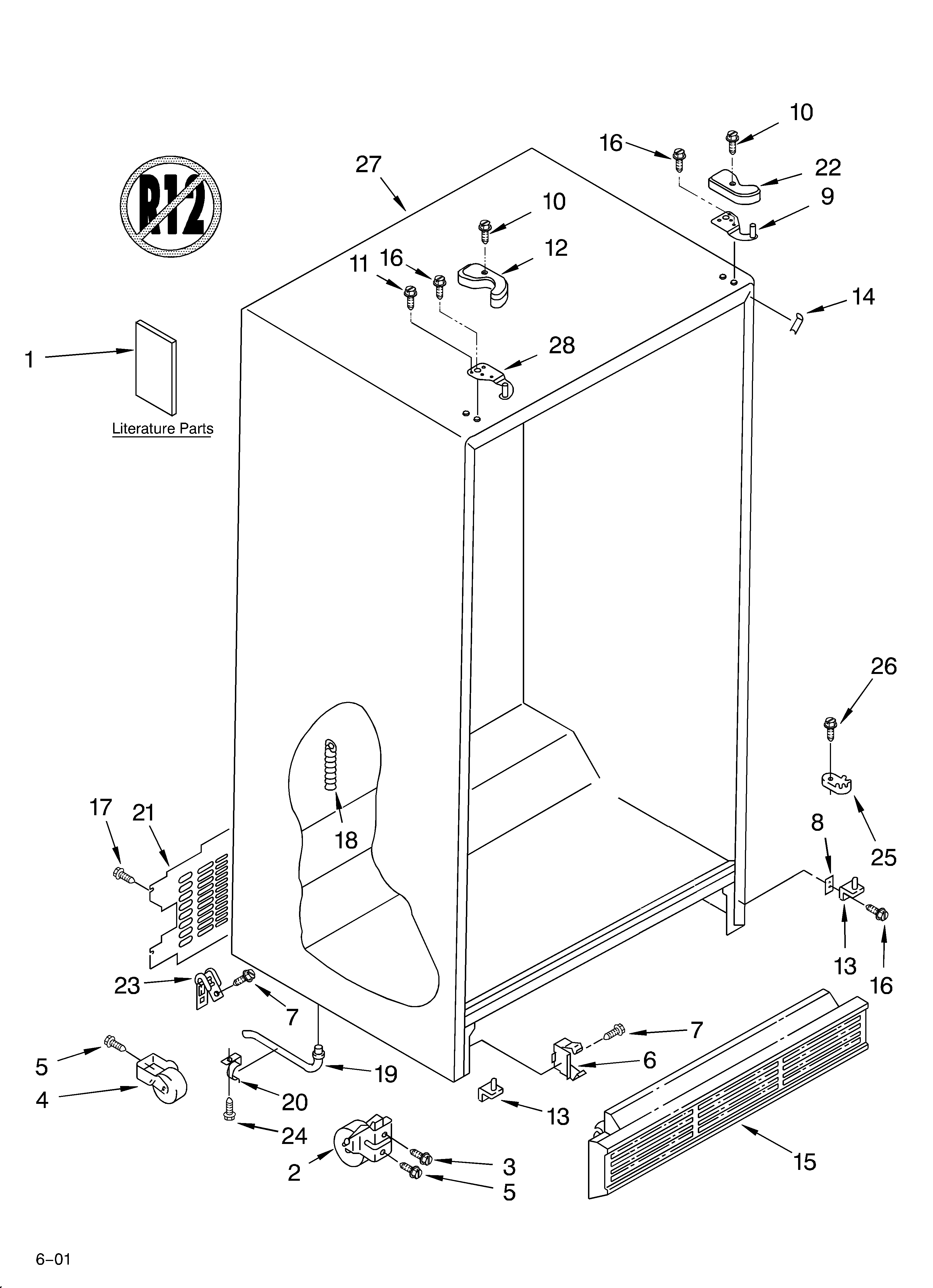 Whirlpool ED2GTQXKQ00 cabinet/literature diagram