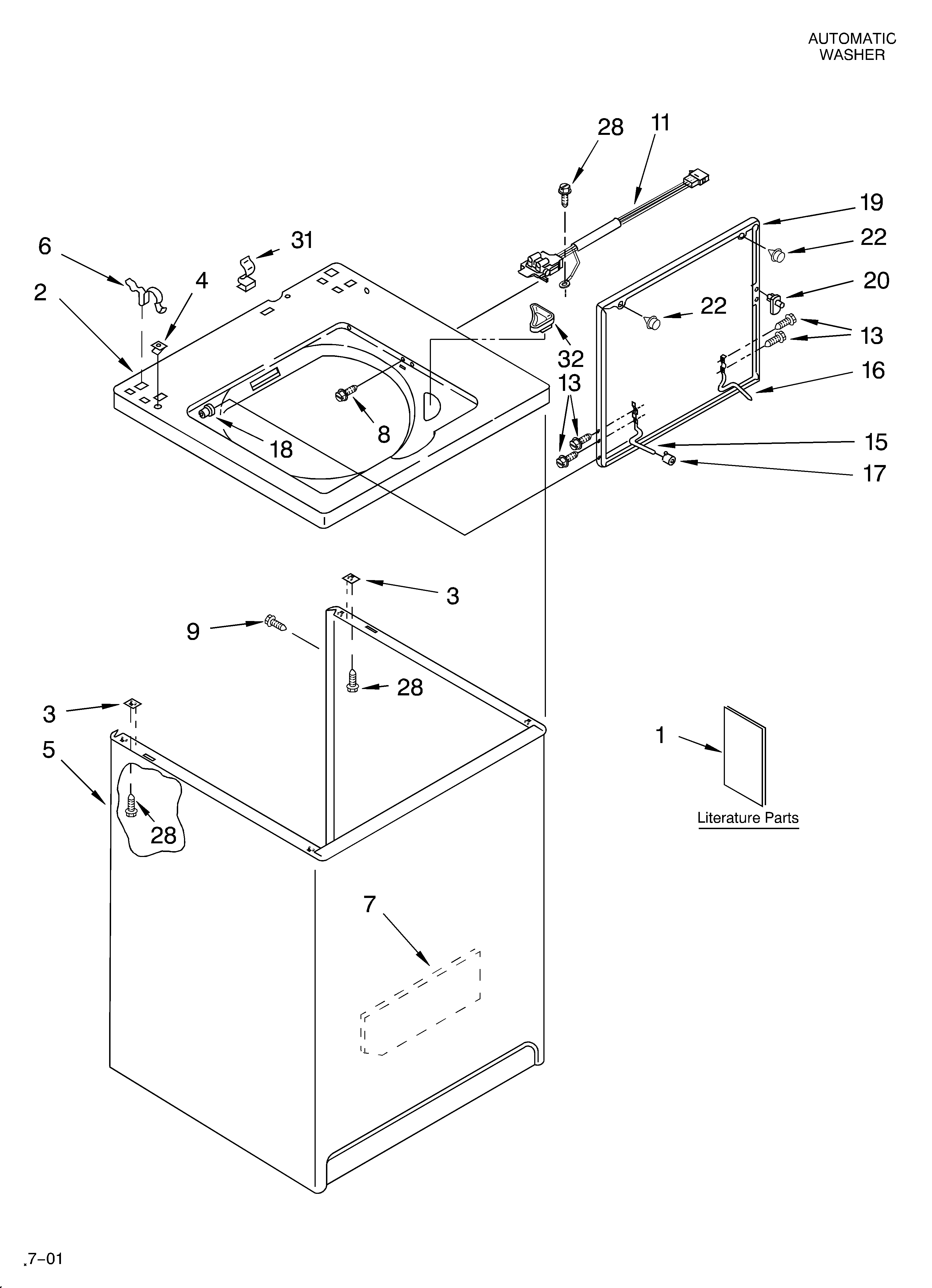 Whirlpool LSQ9010KT0 top & cabinet/literature diagram