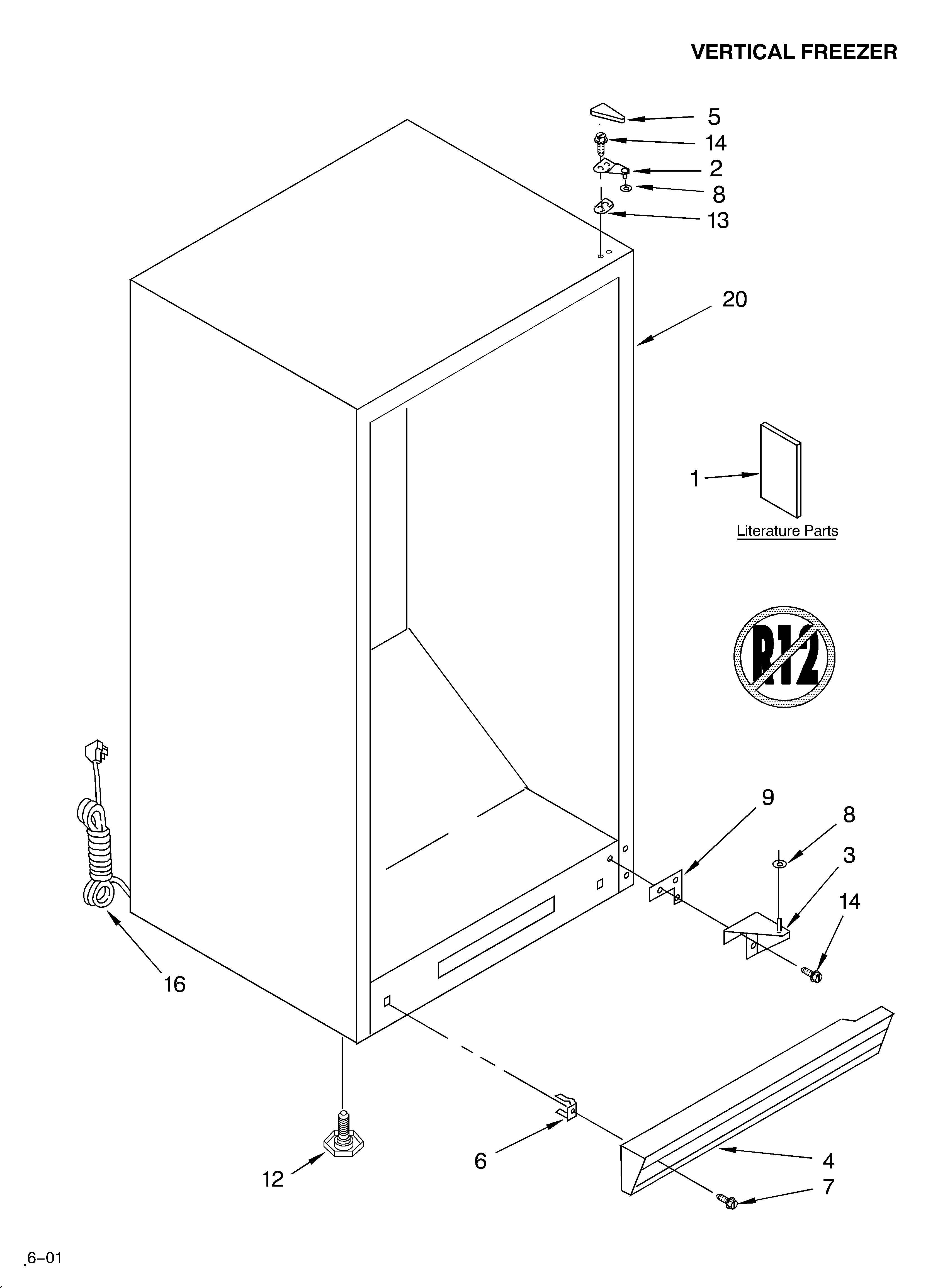 Whirlpool EV200NXKQ00 cabinet/literature diagram