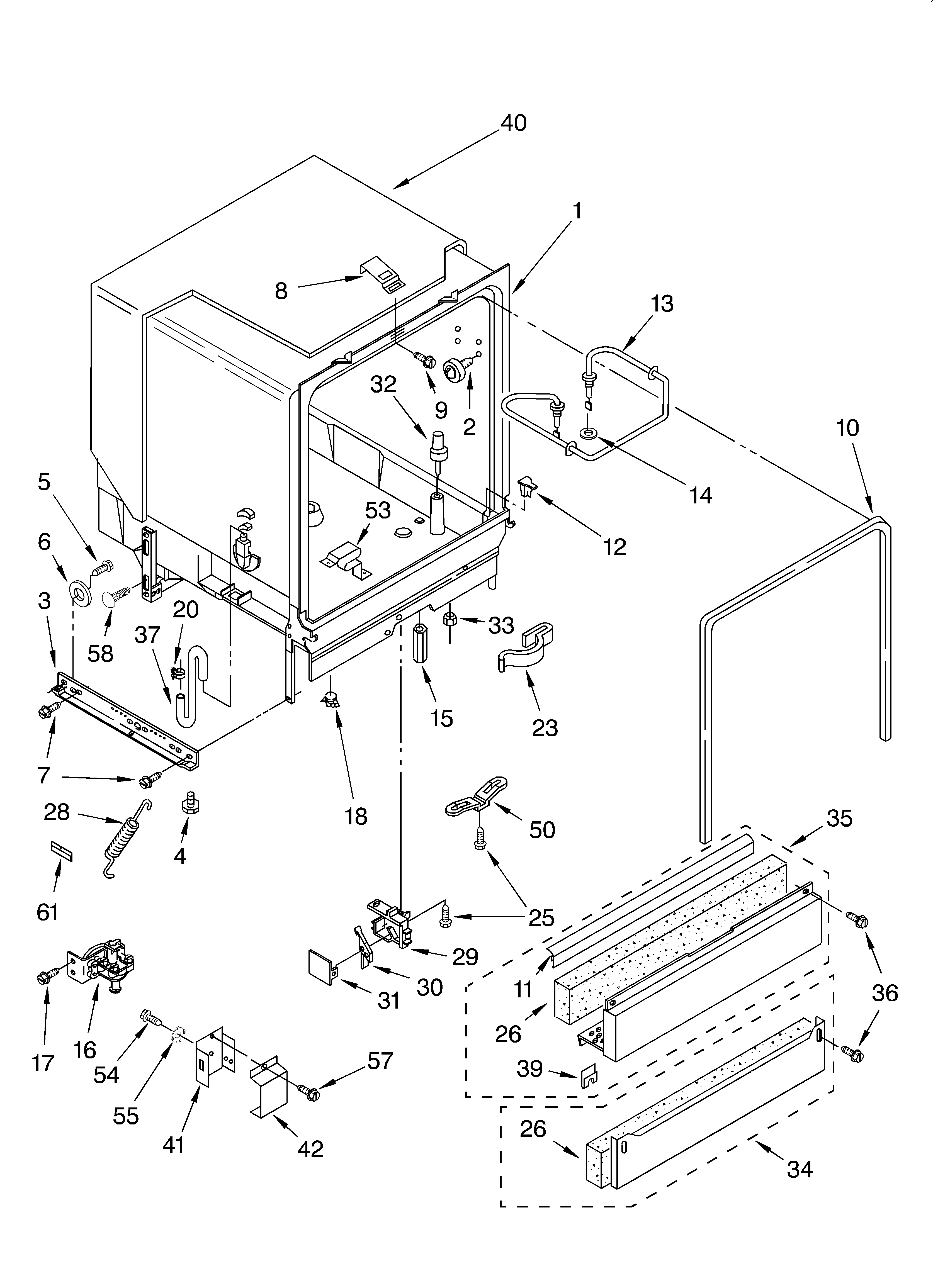 Whirlpool DU945PWKB0 tub assembly diagram