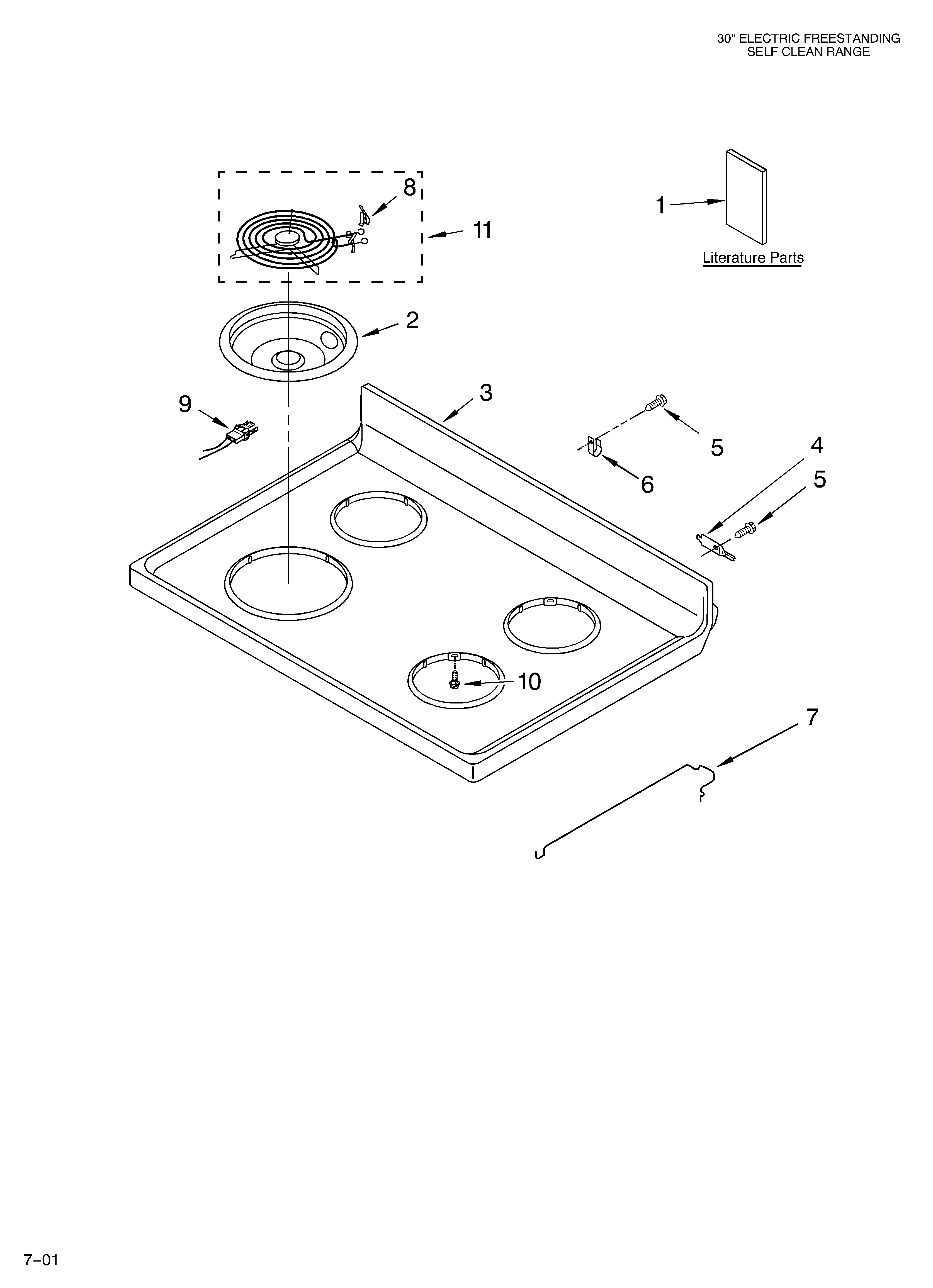 Whirlpool RF365PXKT0 cooktop/literature diagram