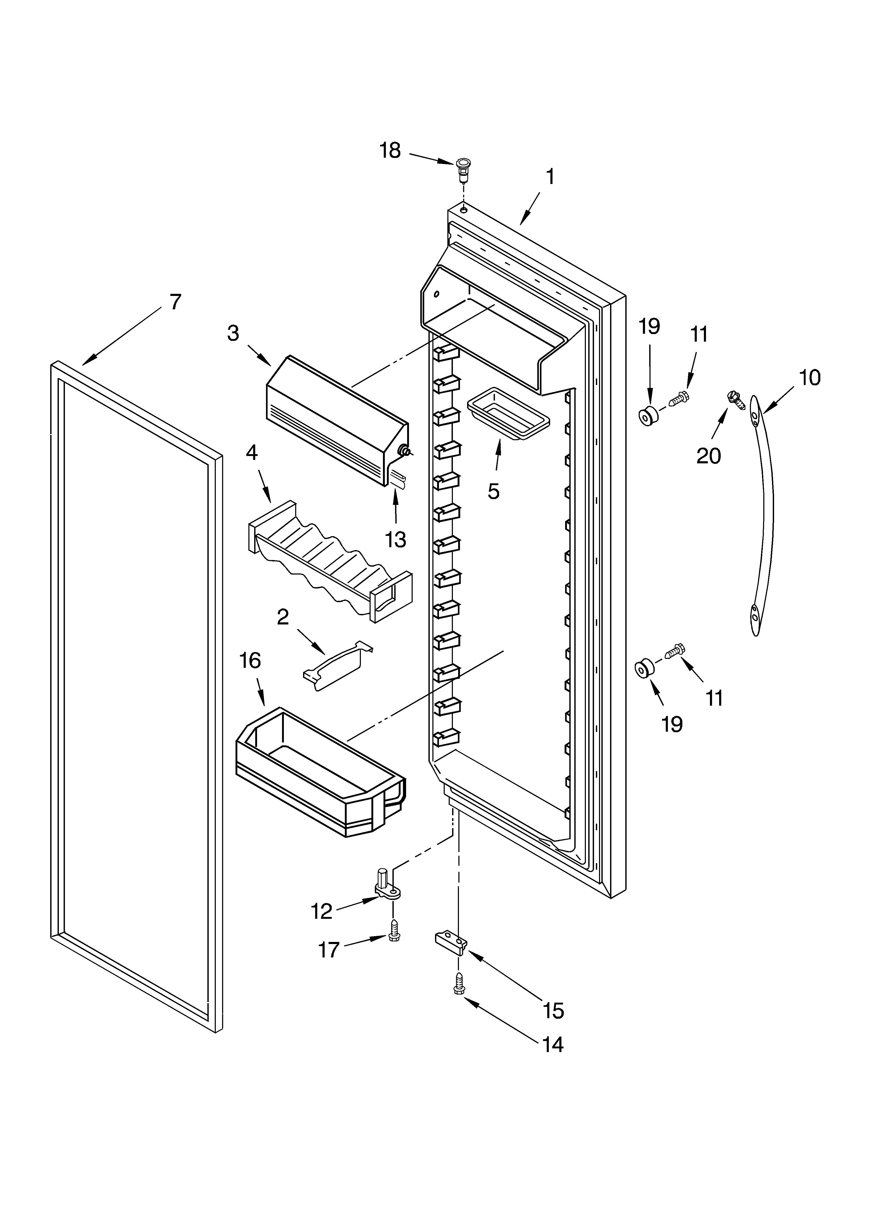 KitchenAid KSRS25FGSS15 refrigerator door diagram