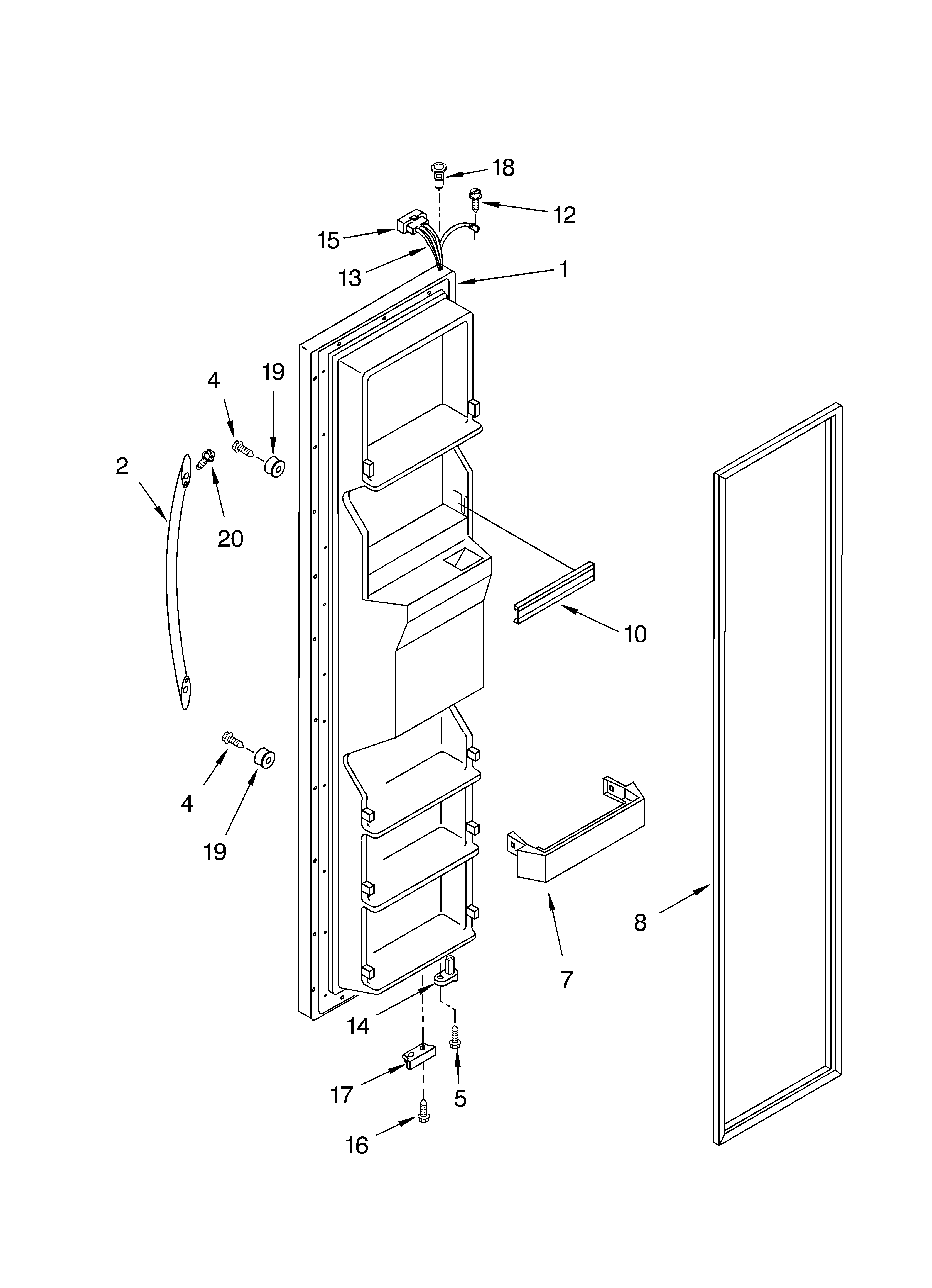 KitchenAid KSRS25FGSS15 freezer door diagram