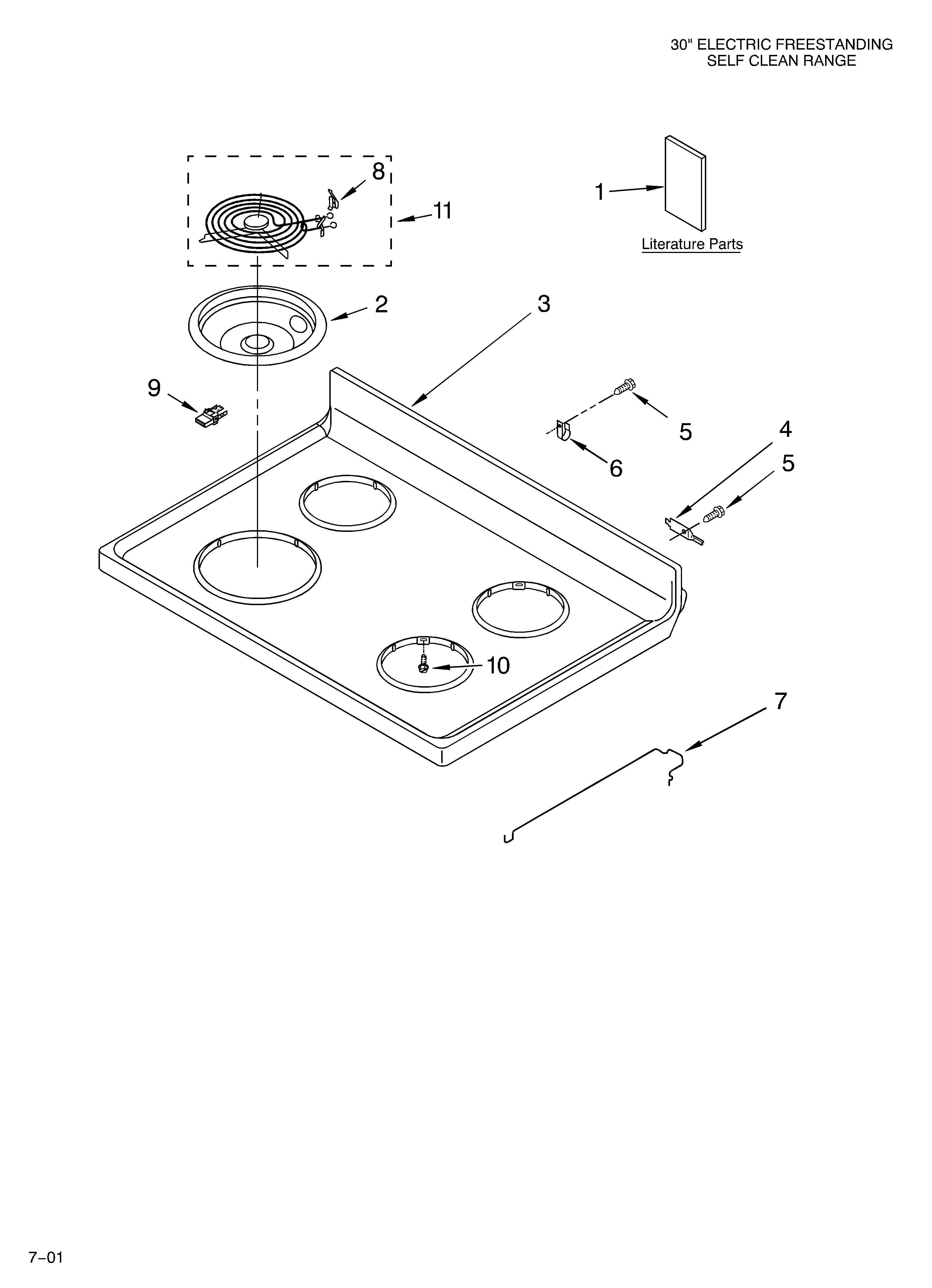Whirlpool RF340BXKW0 cooktop/literature diagram