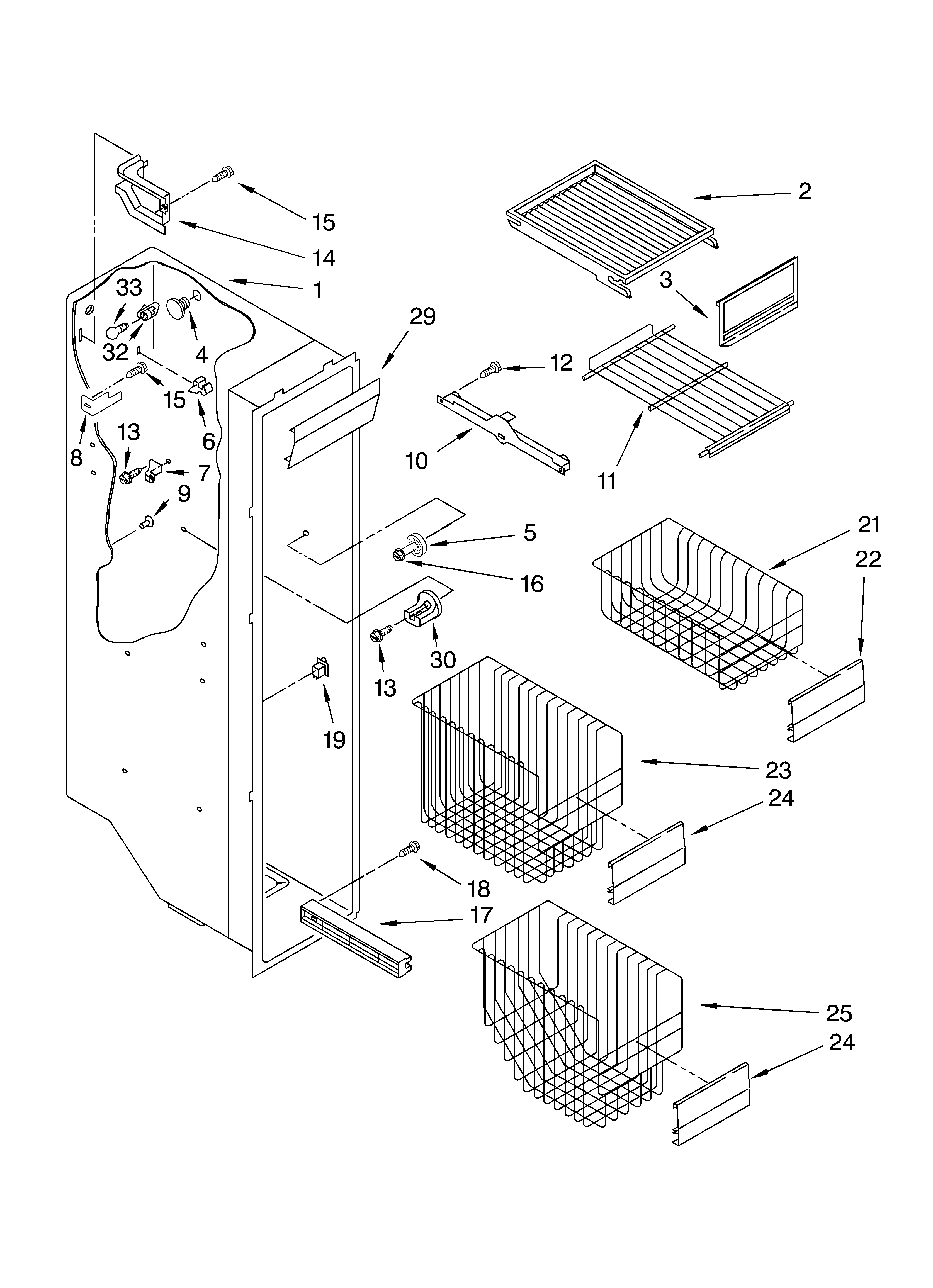 KitchenAid 4KSRS25CHW01 freezer liner diagram