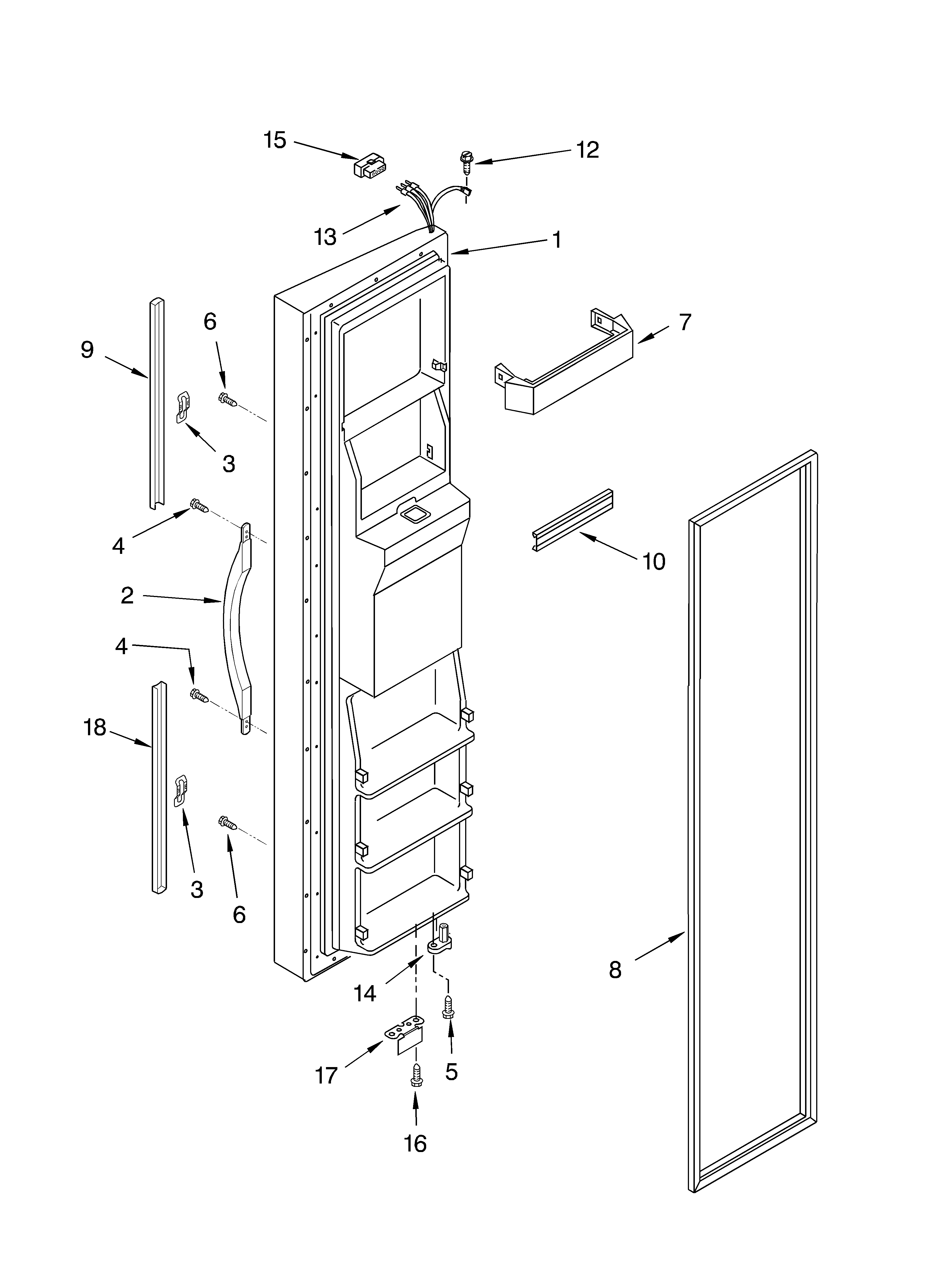 KitchenAid 4KSRS25CHW01 freezer door diagram