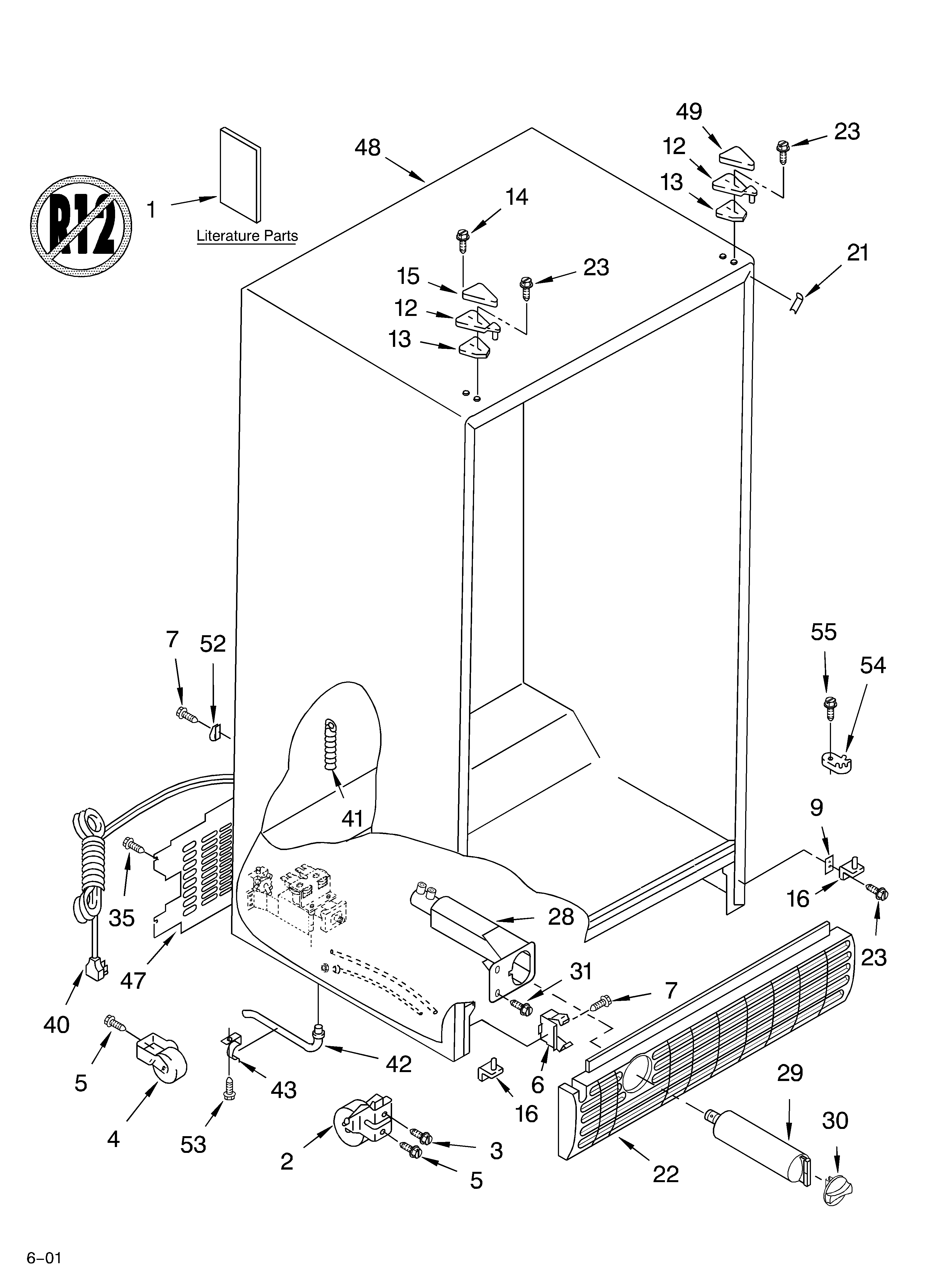 Whirlpool 6GD27DFXFS02 cabinet/literature diagram