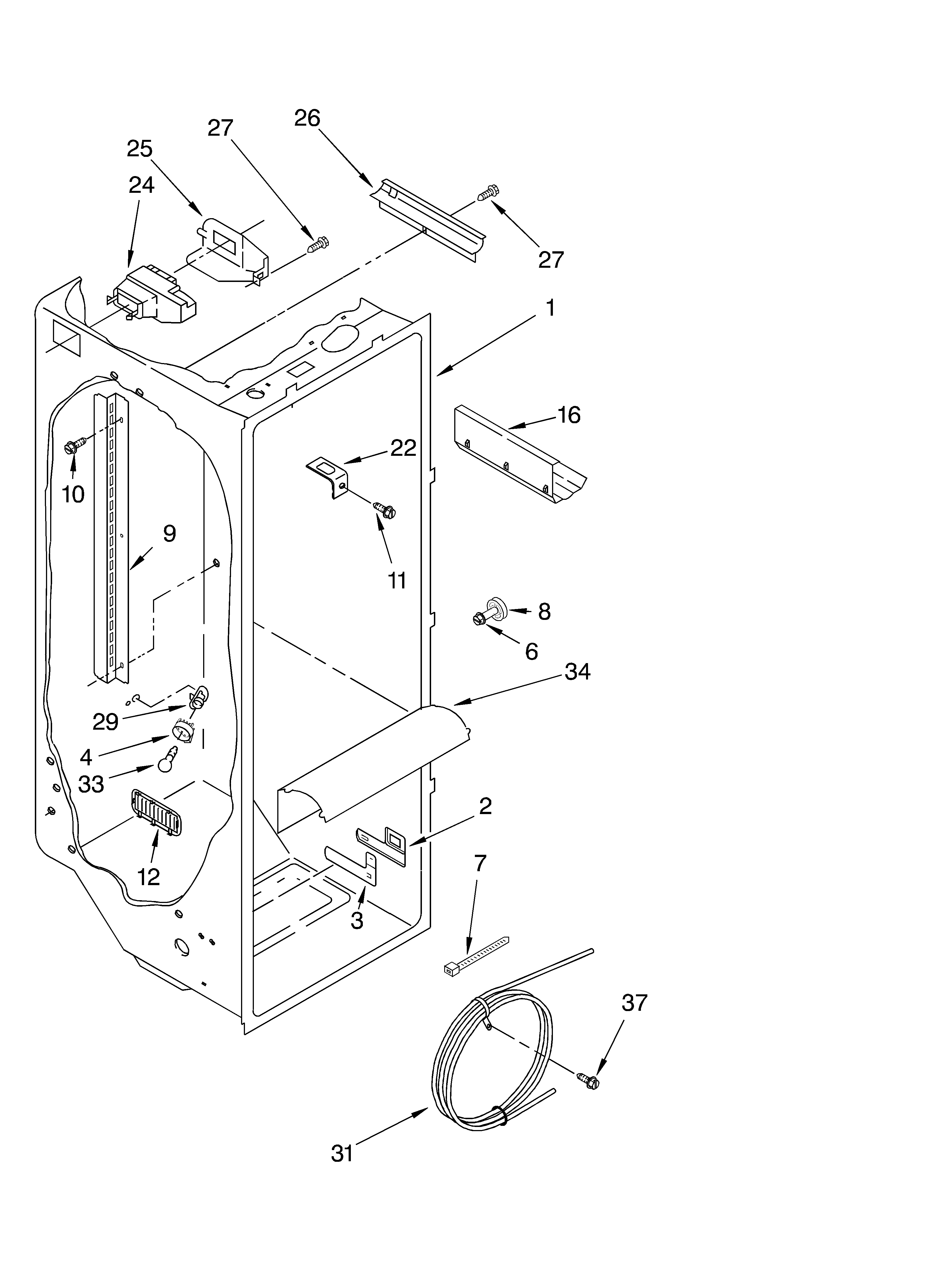 Whirlpool 6GD27DFXFS02 refrigerator liner diagram
