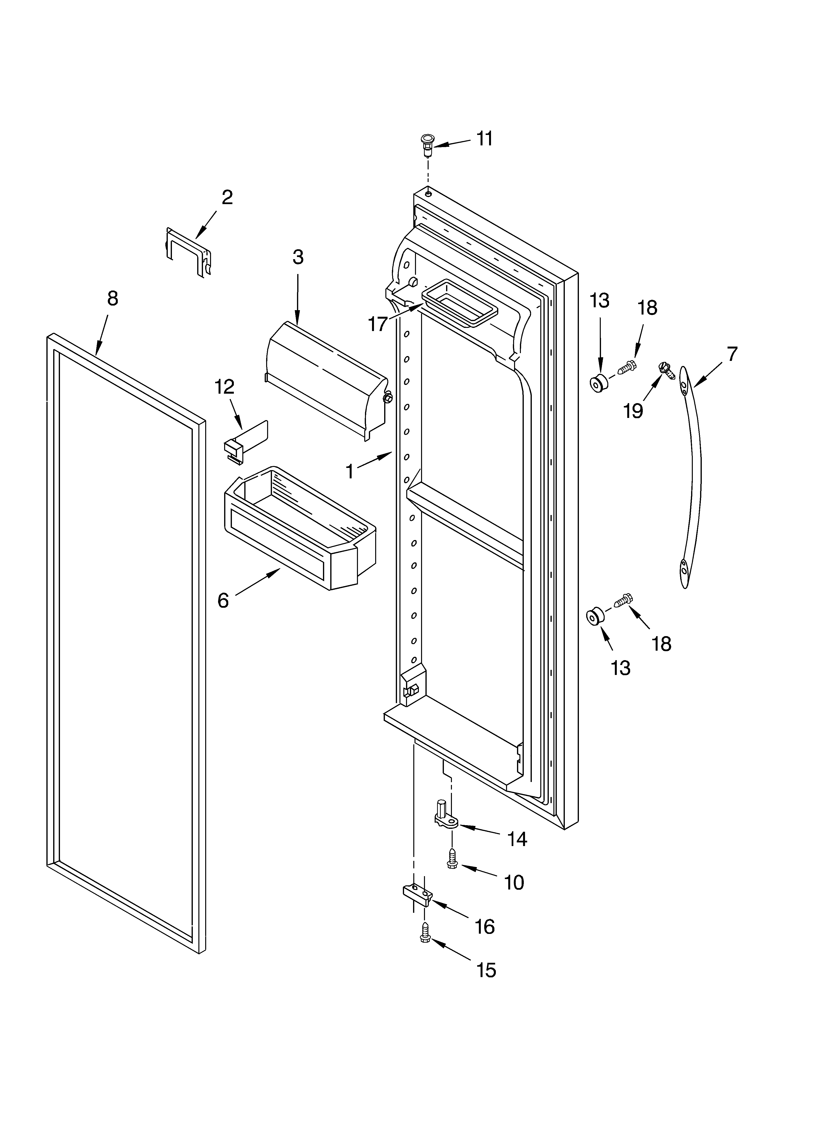 Whirlpool 6GD27DFXFS02 refrigerator door diagram
