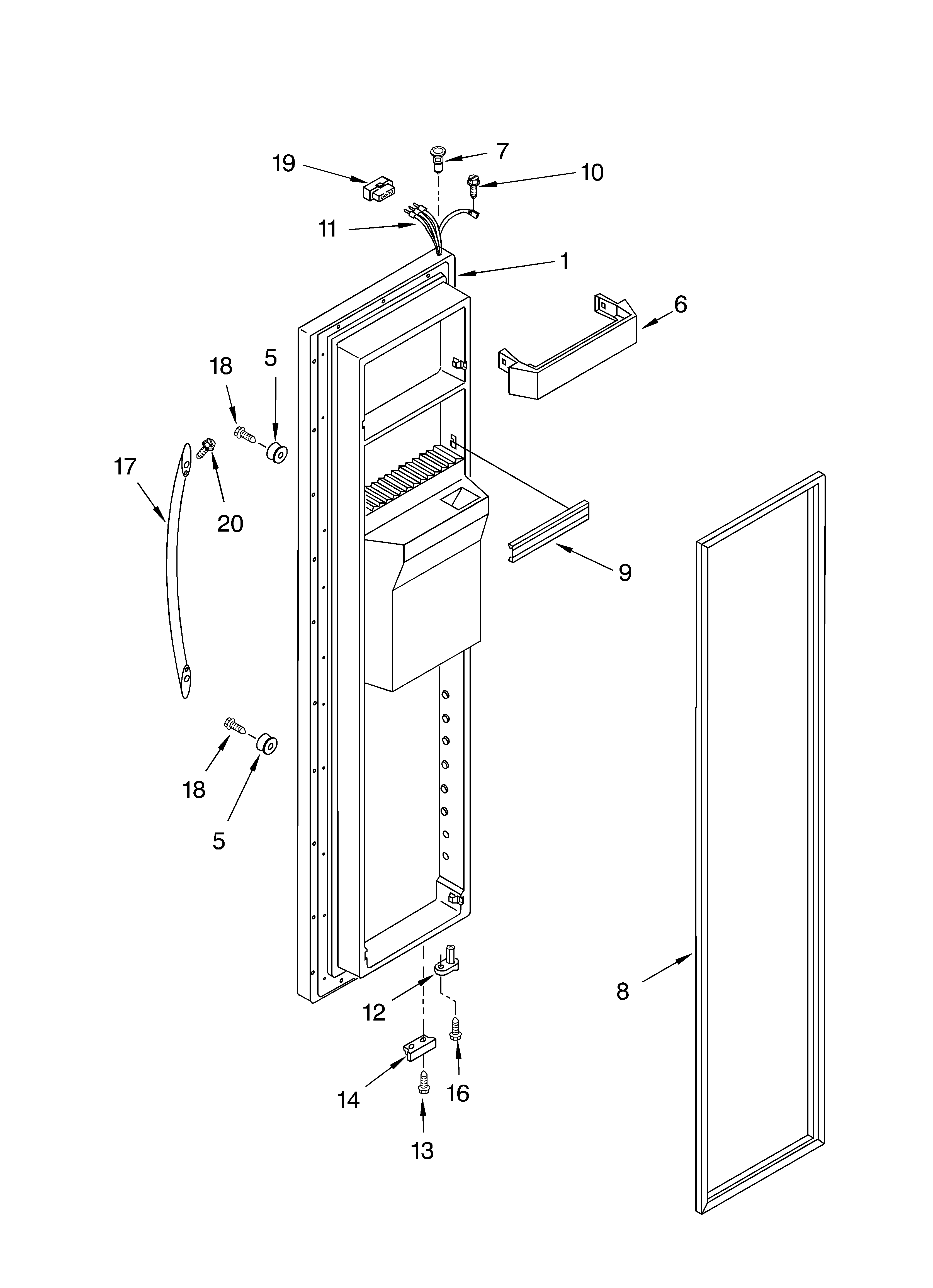 Whirlpool 6GD27DFXFS02 freezer door diagram
