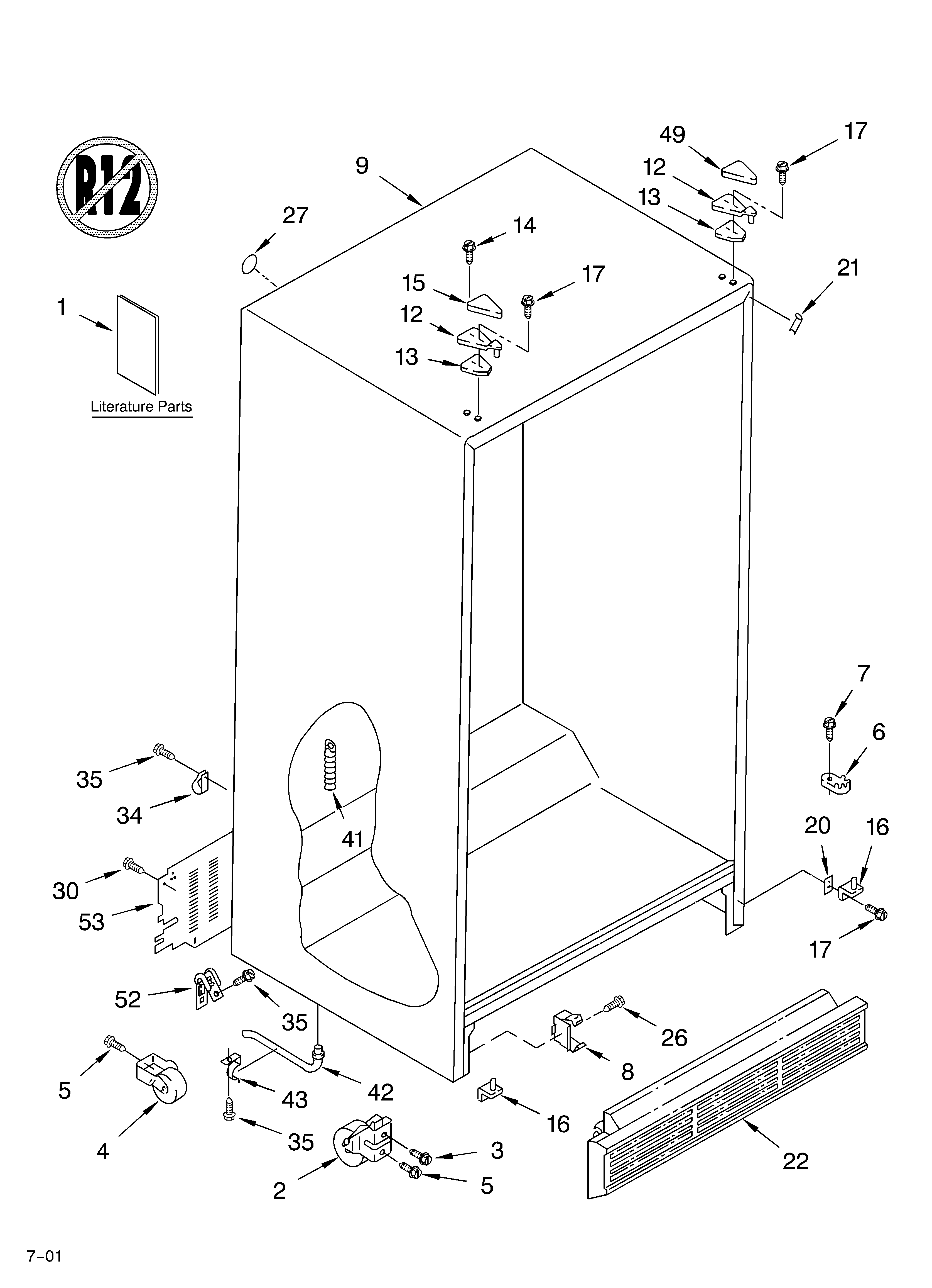 Whirlpool ED20TKXFT06 cabinet/literature diagram