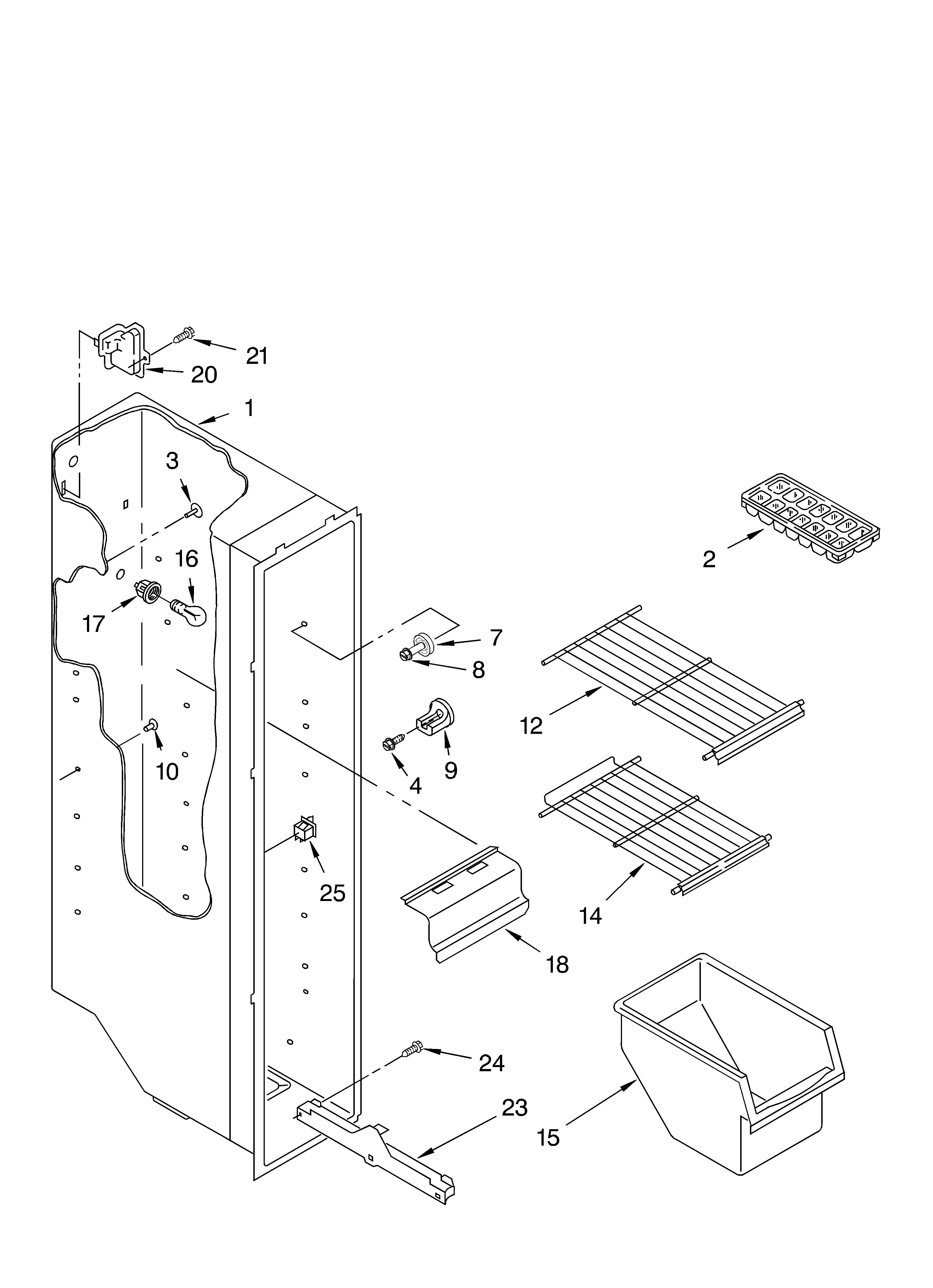Whirlpool ED20TKXFT06 freezer liner diagram