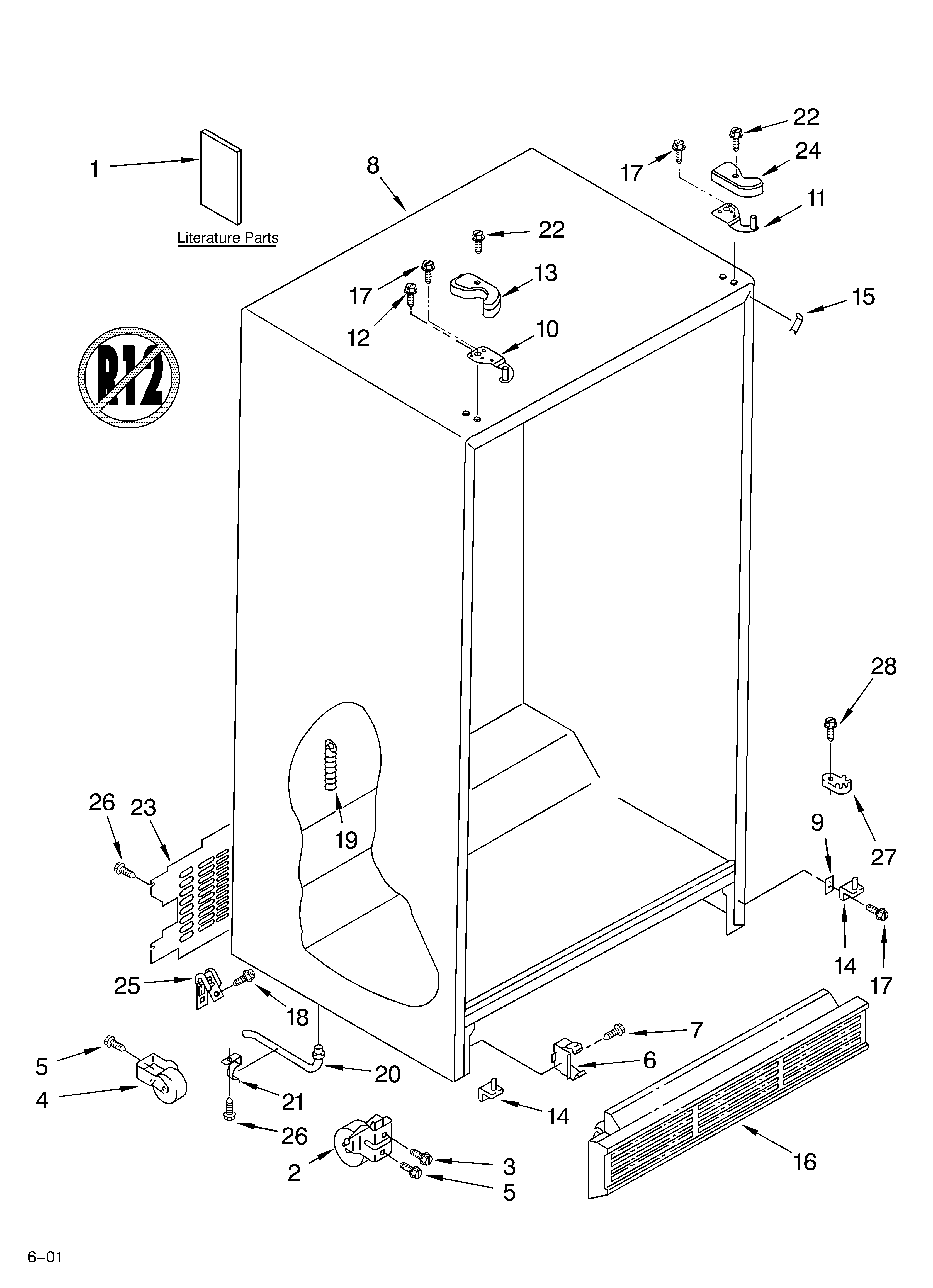 Roper RS22AQXKQ00 cabinet/literature diagram