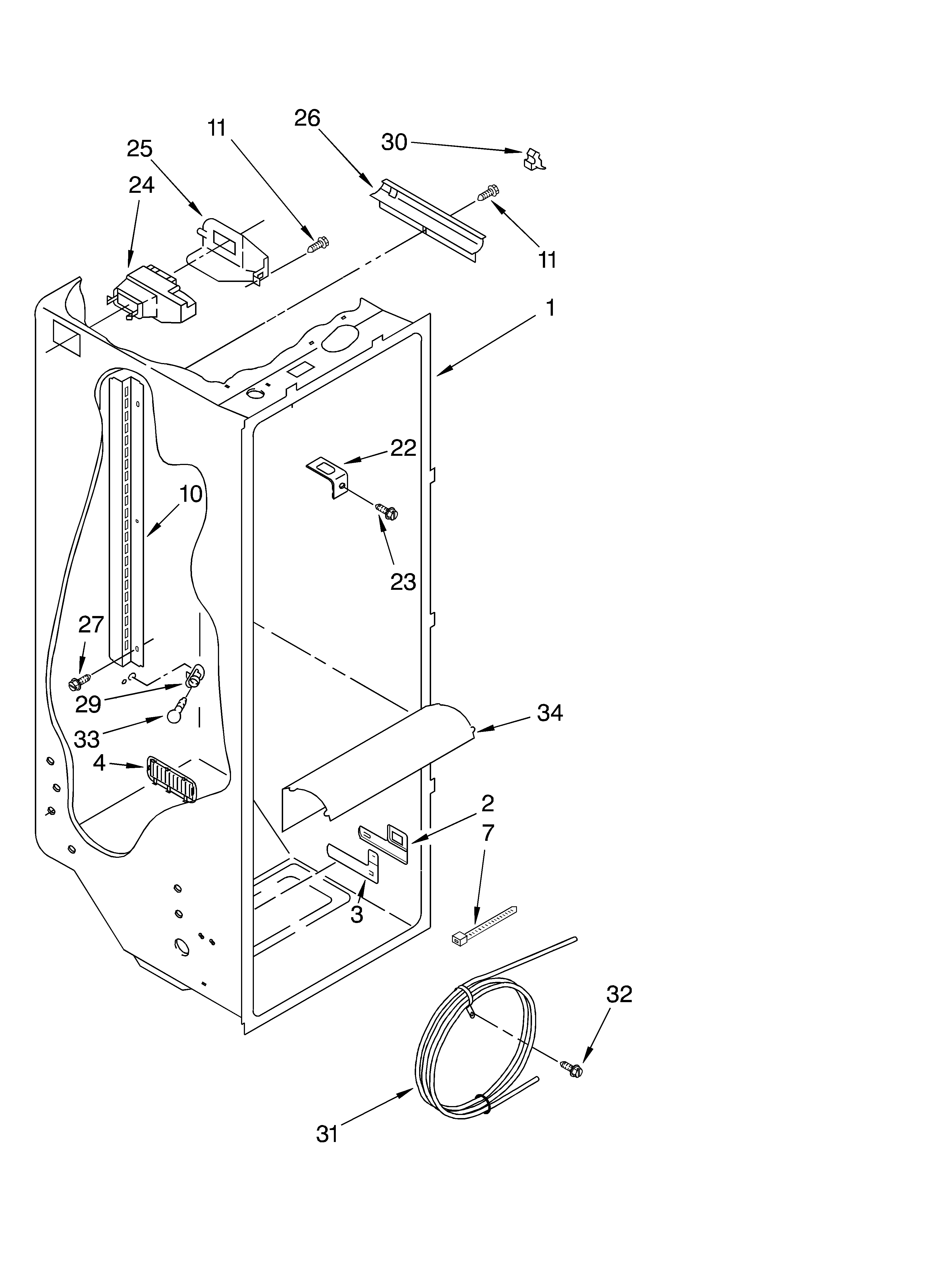 Roper RS22AQXKQ00 refrigerator liner diagram