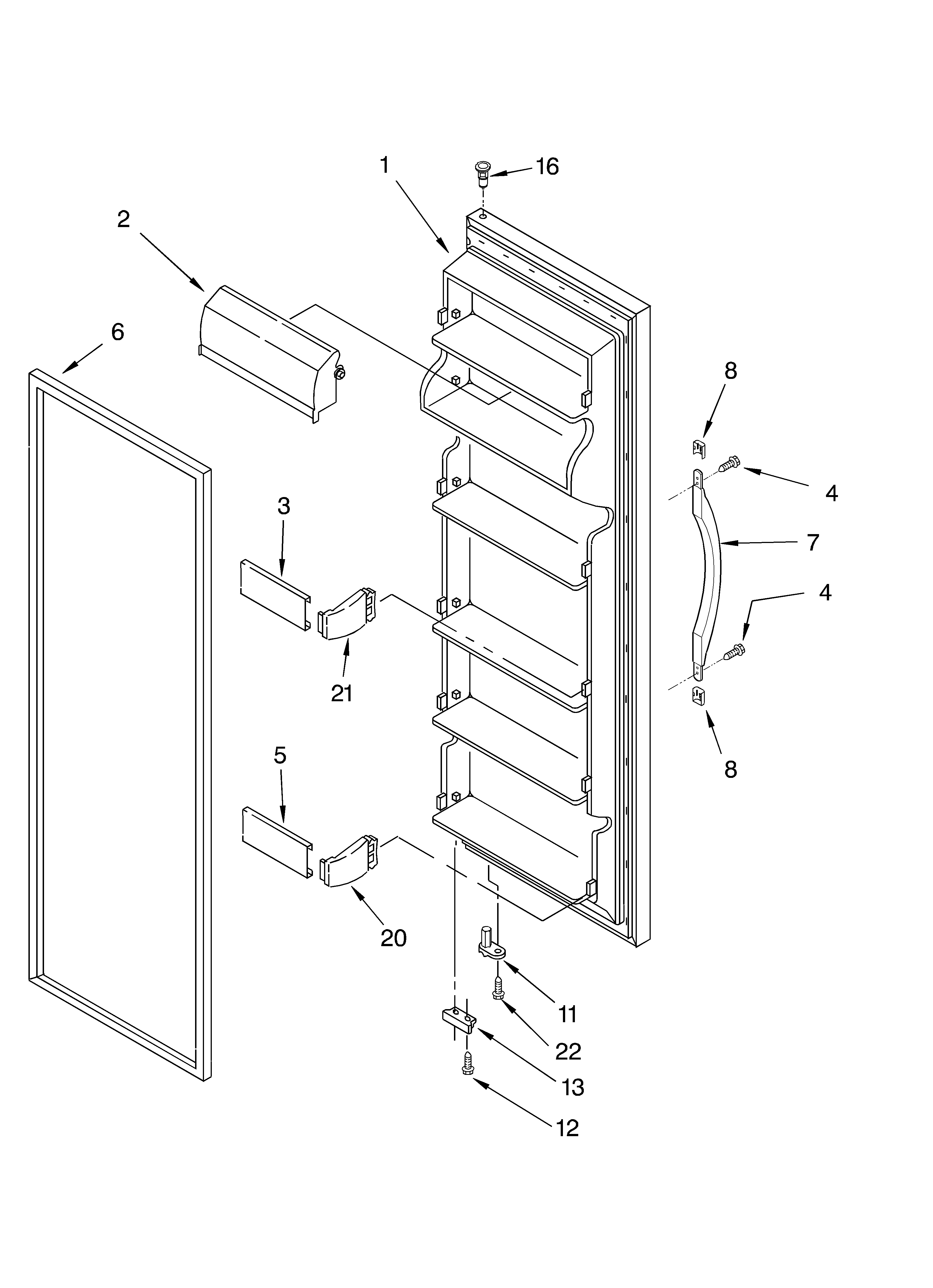 Roper RS22AQXKQ00 refrigerator door diagram