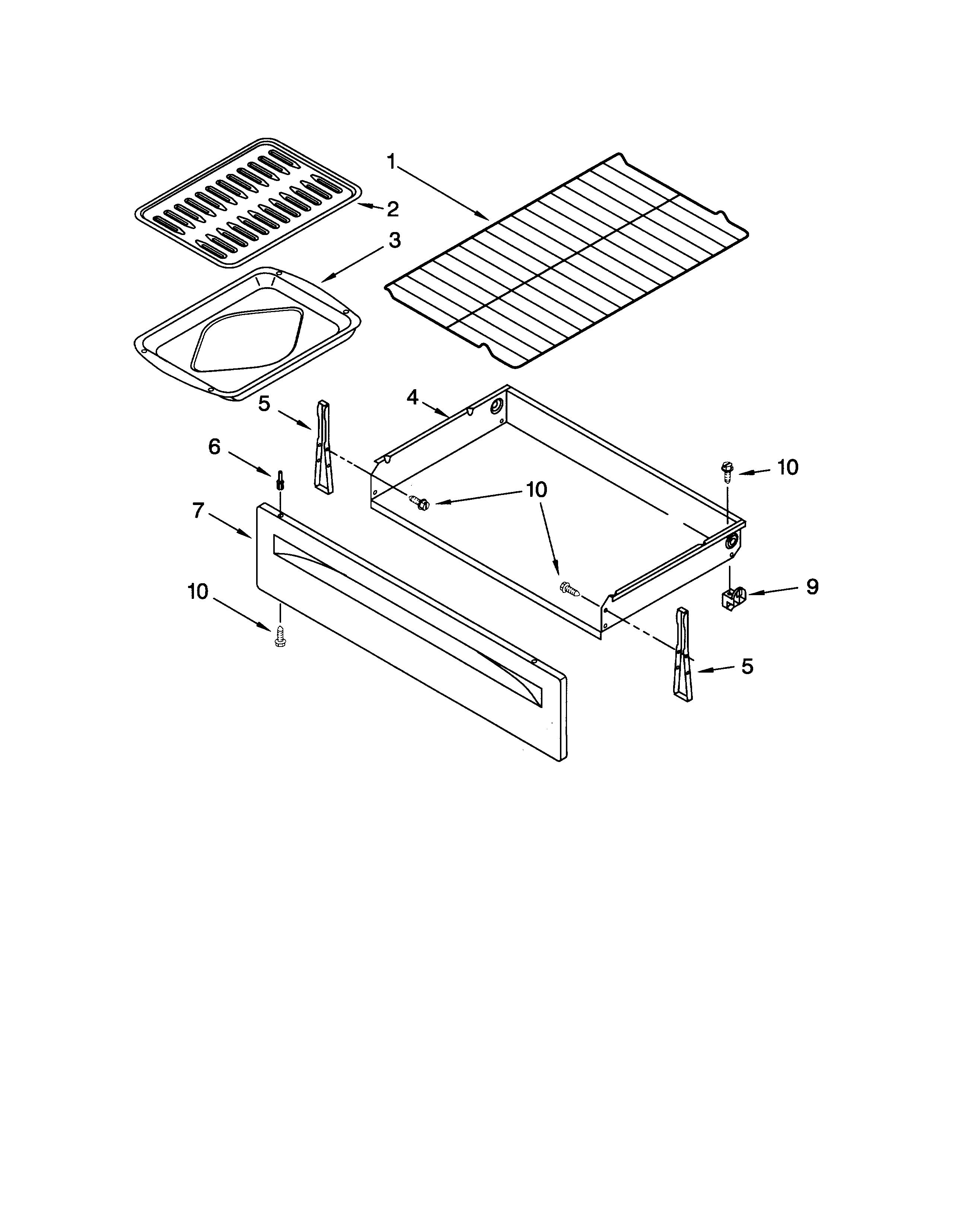 Whirlpool GR395LXGQ2 drawer & broiler diagram