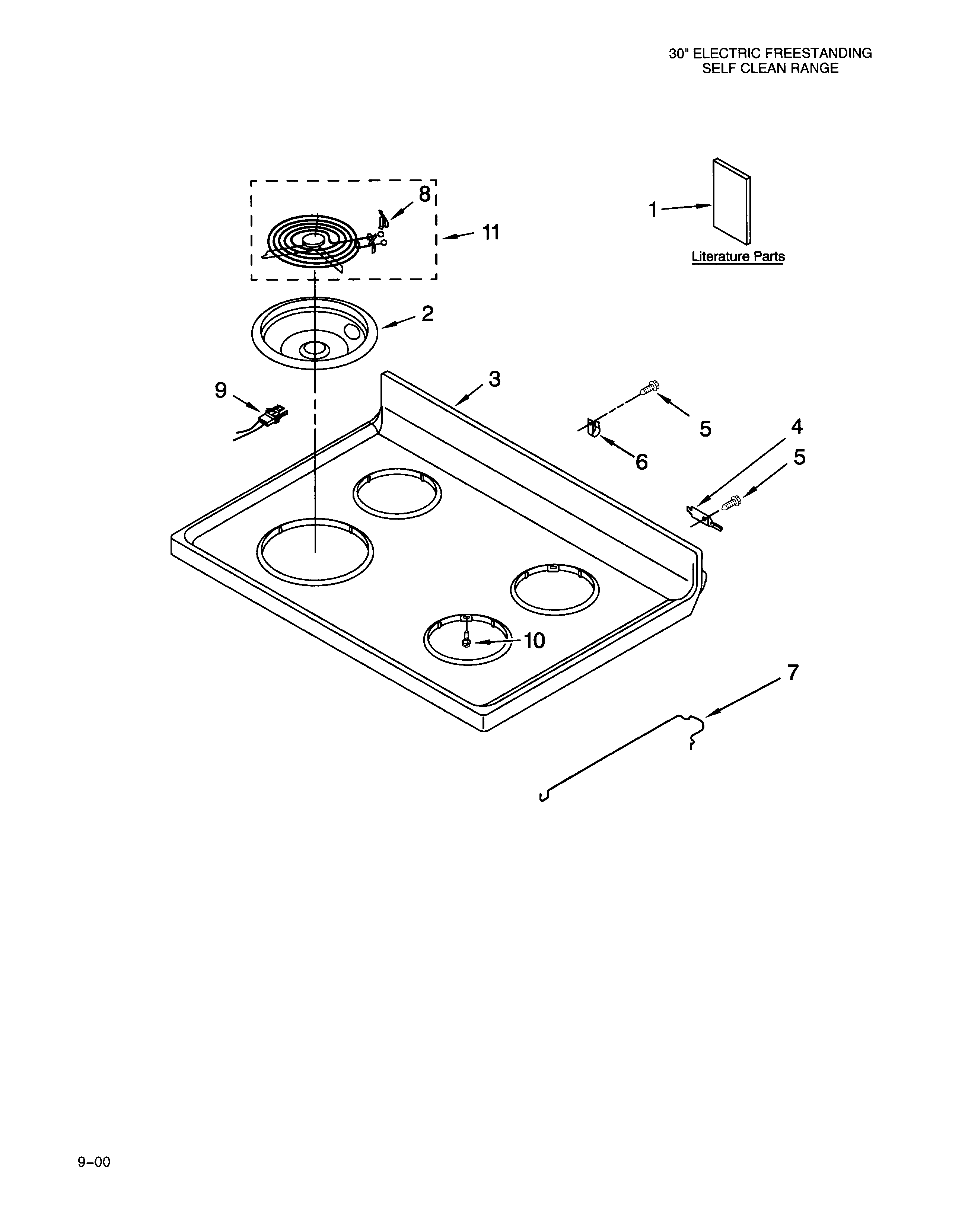 Whirlpool RF365PXGW1 cooktop/literature diagram