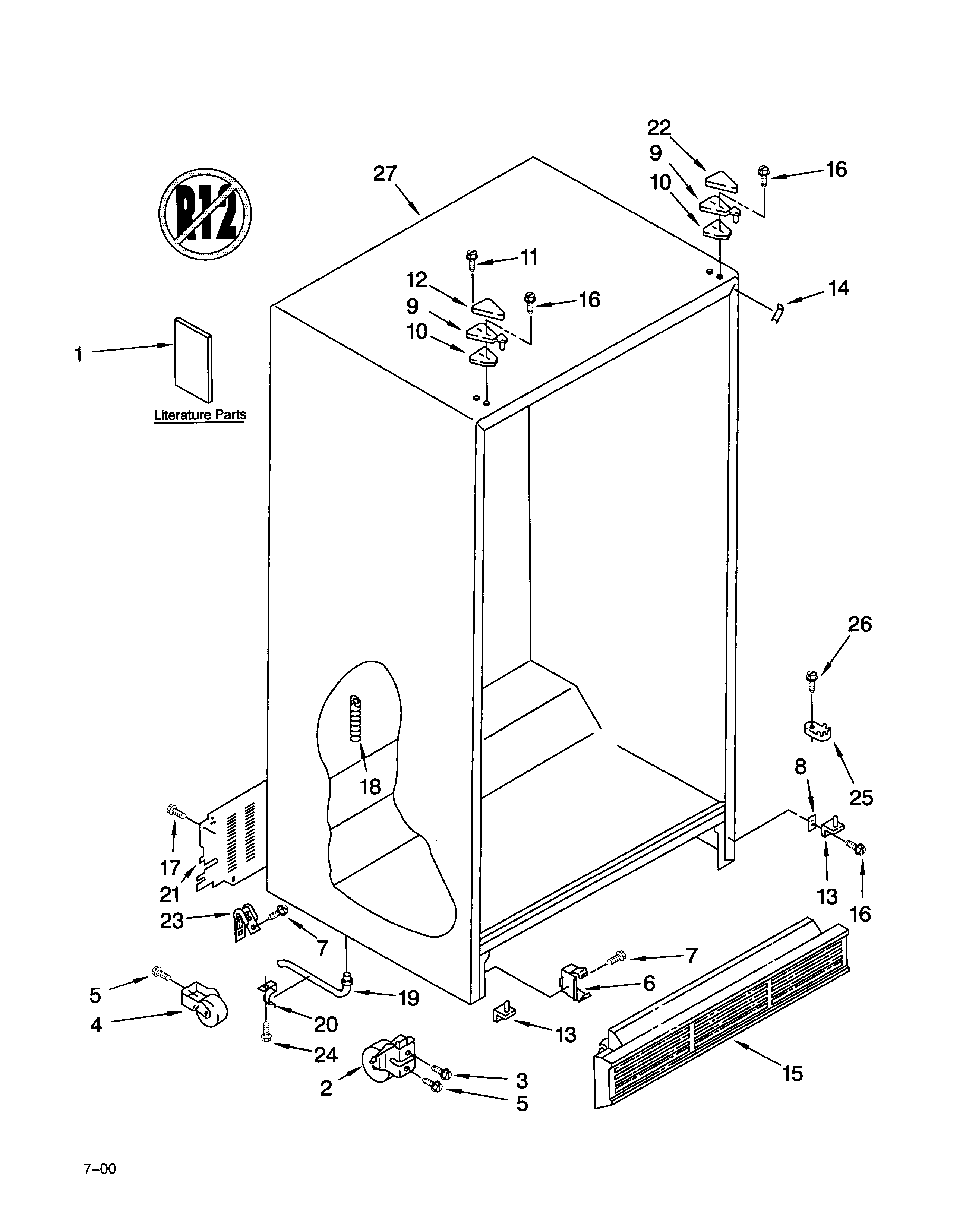 Whirlpool ED25TEXHN00 cabinet/literature diagram