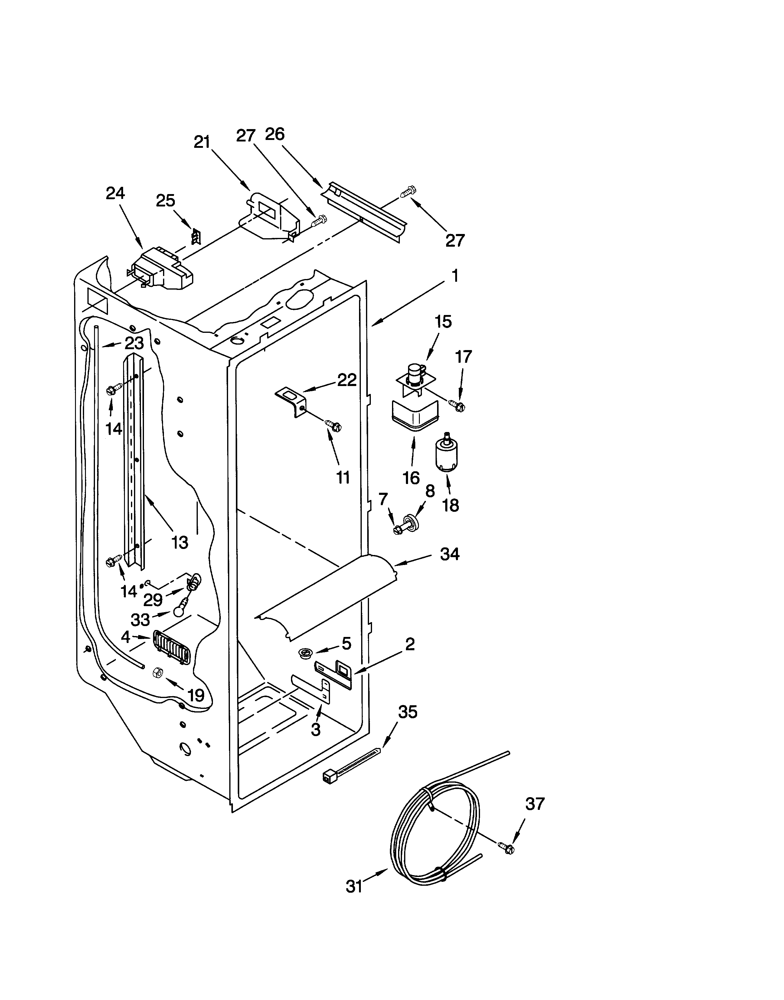 Whirlpool ED25TEXHN00 refrigerator liner diagram