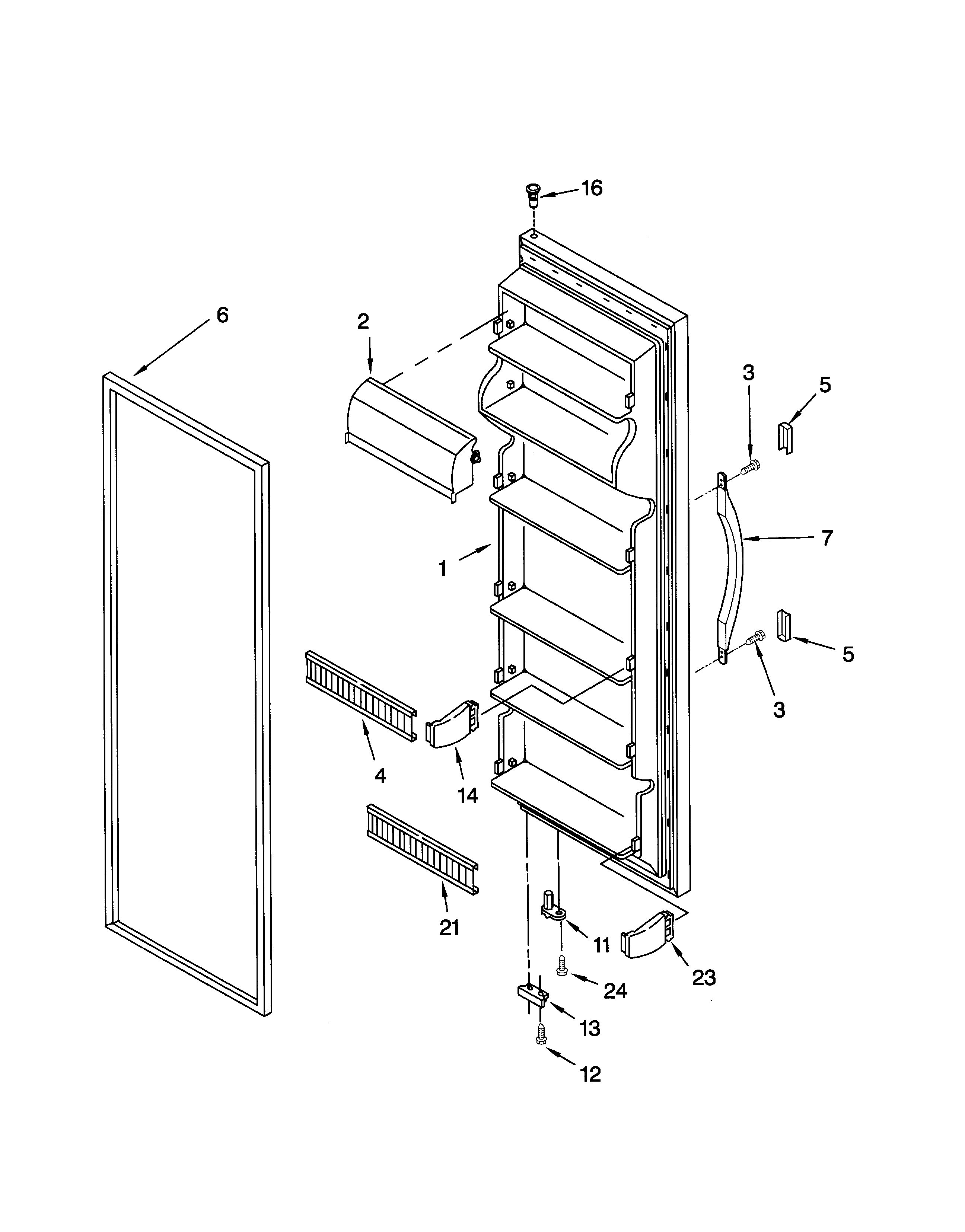 Whirlpool ED25TEXHN00 refrigerator door diagram