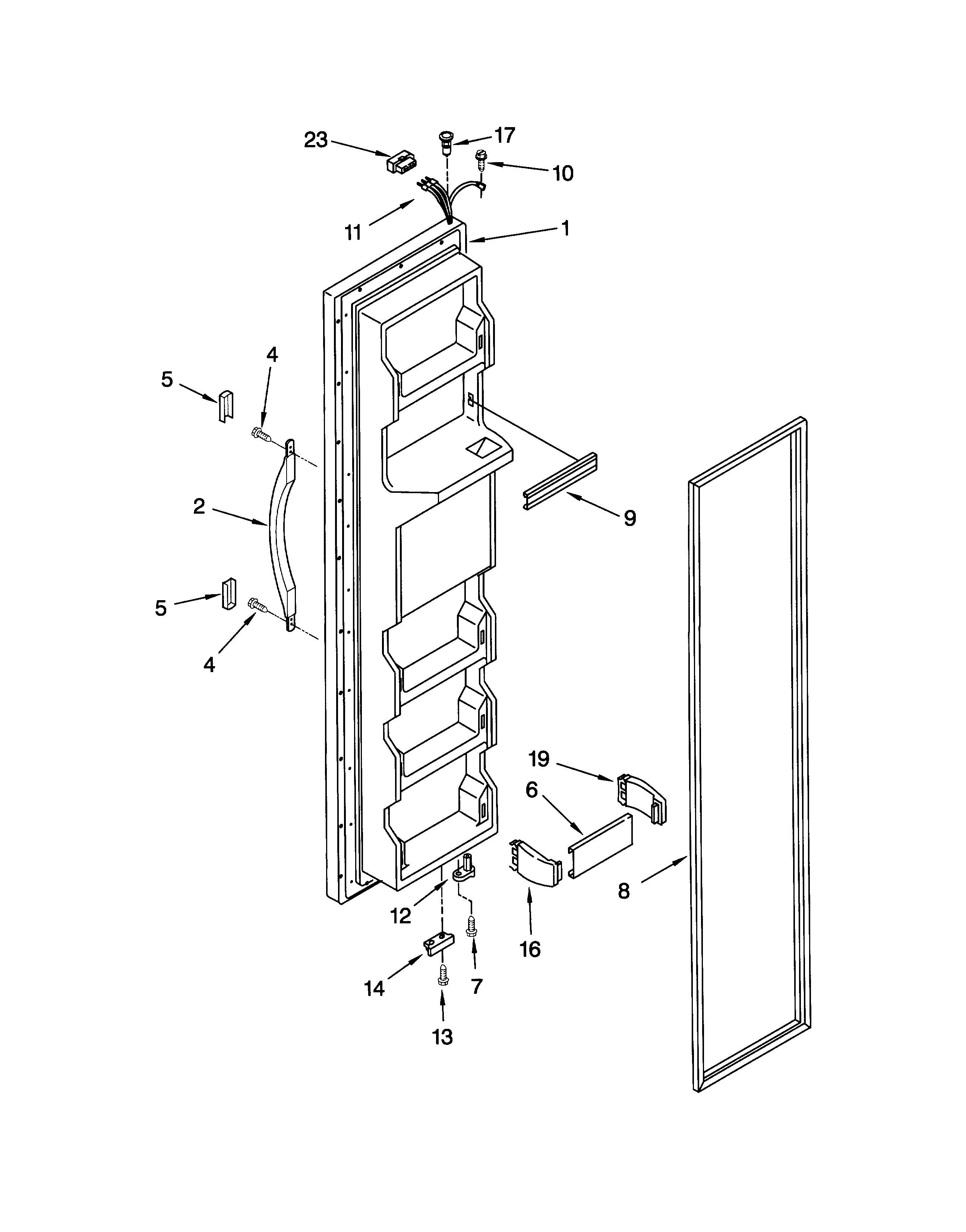Whirlpool ED25TEXHN00 freezer door diagram
