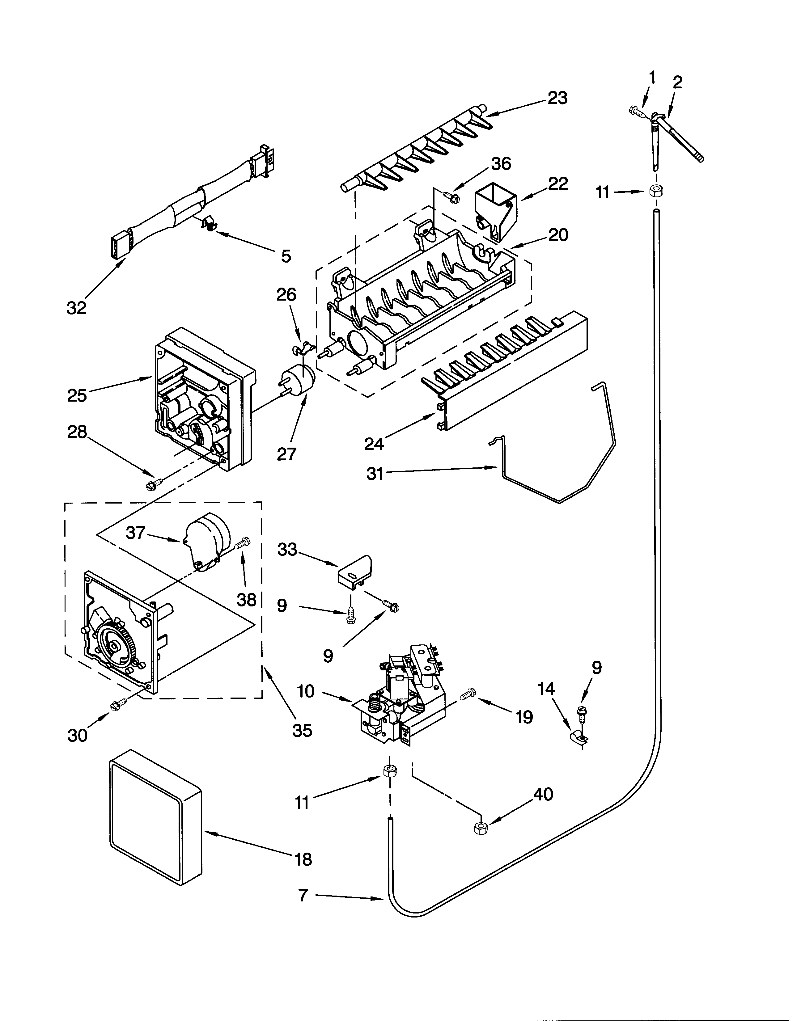 Whirlpool ED25TEXHN00 icemaker/optional diagram