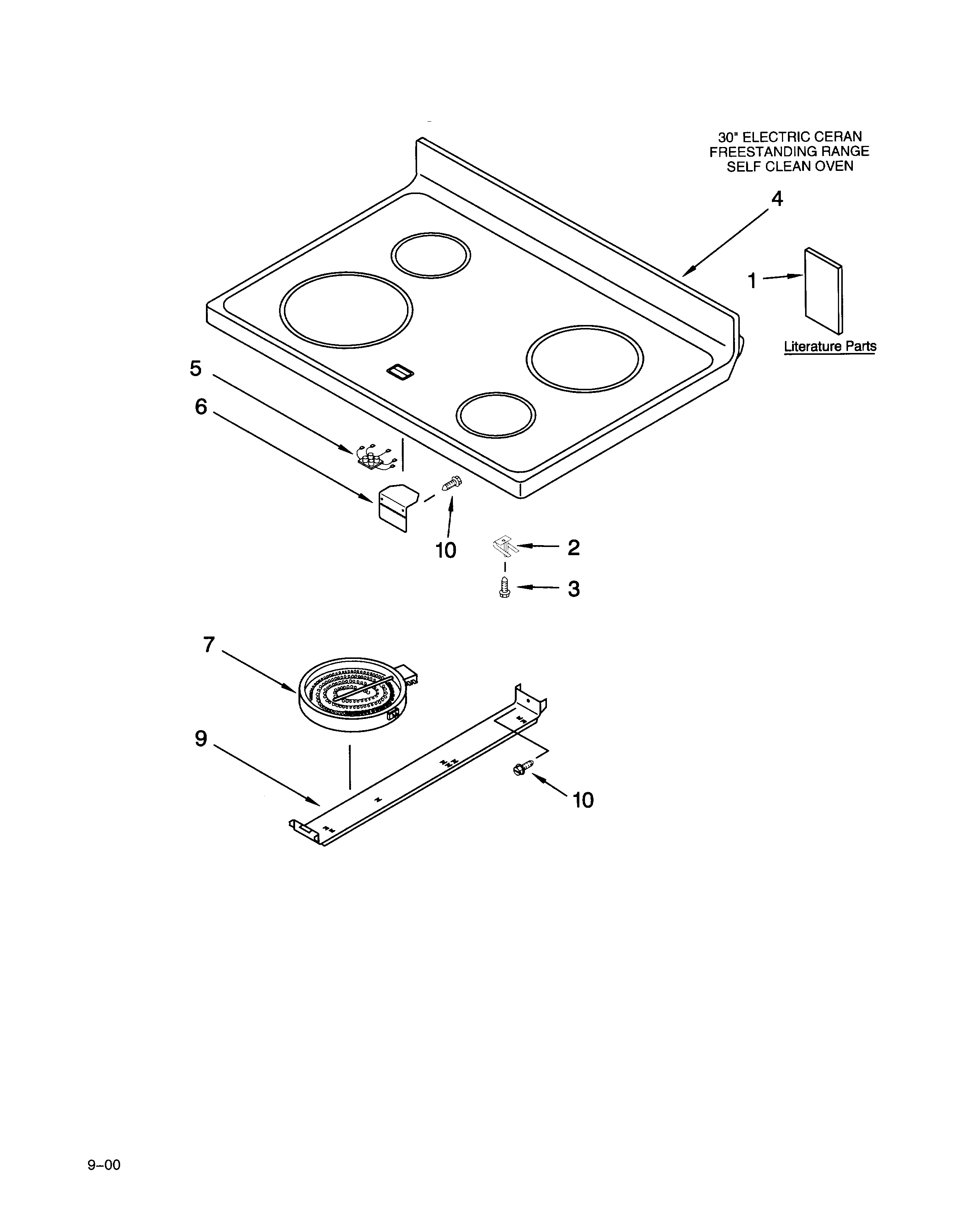 Whirlpool RF386PXGW2 cooktop/literature diagram