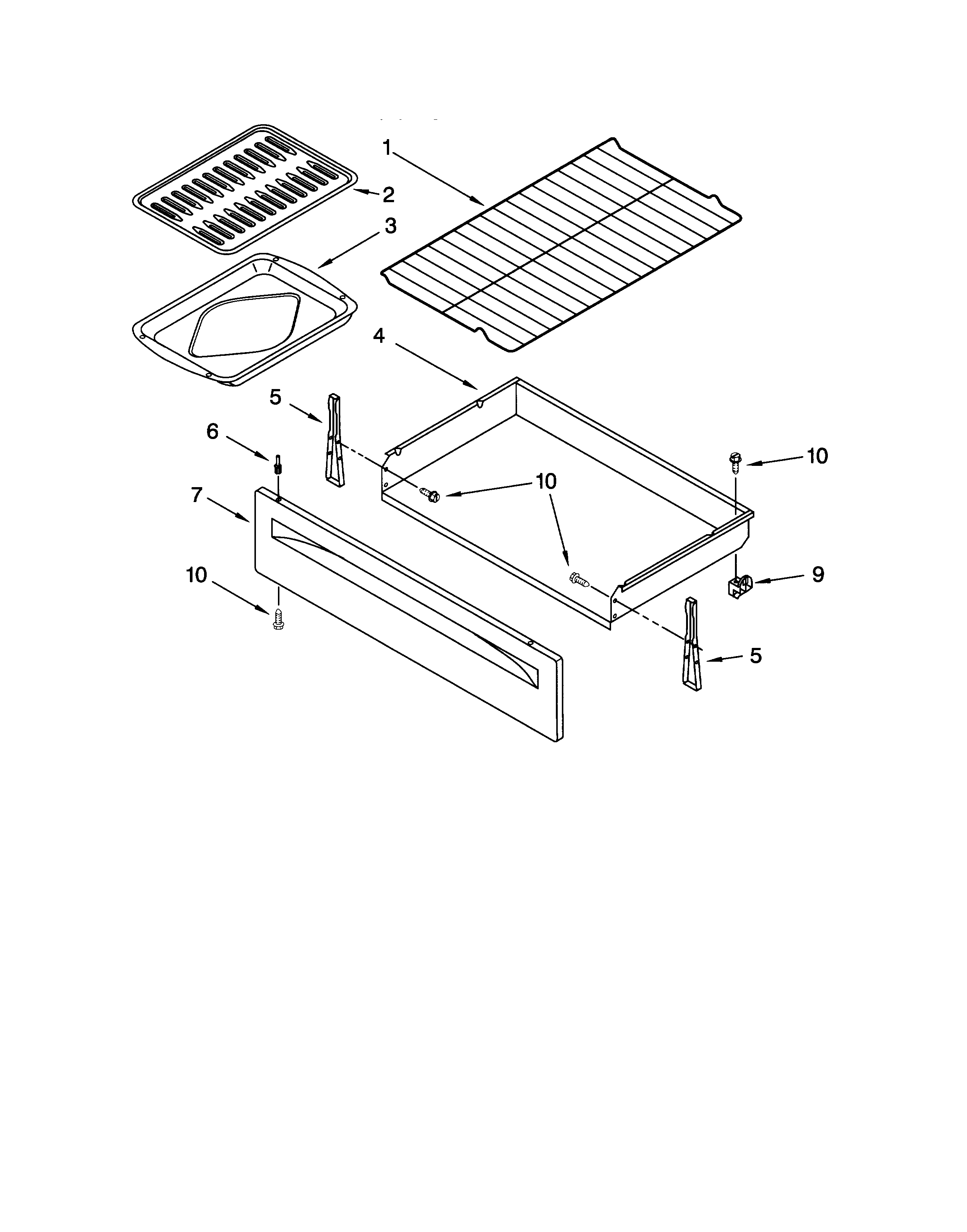 Whirlpool RF386PXGW2 drawer & broiler/optional diagram