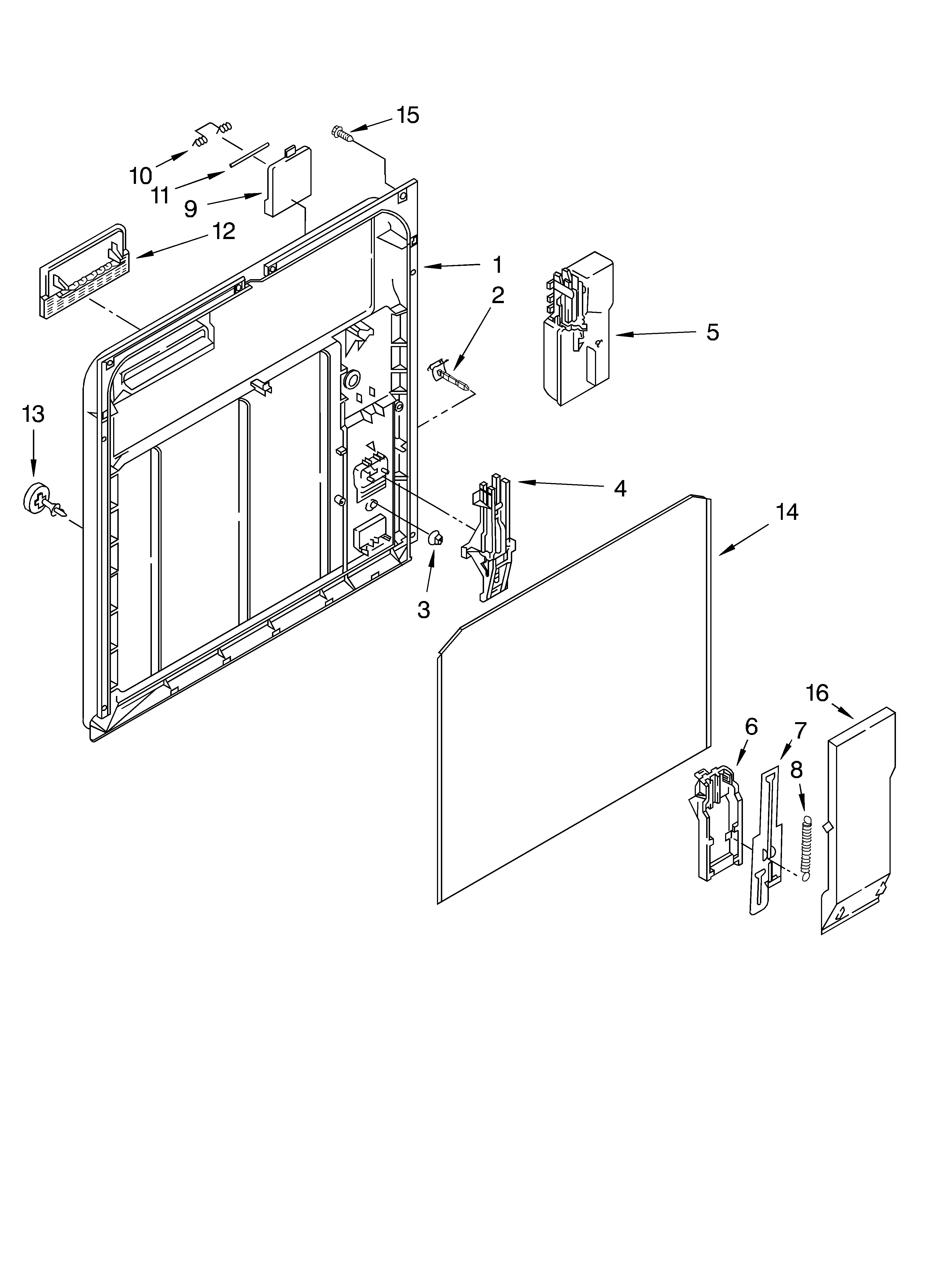 Whirlpool DU930PWKQ0 inner door diagram