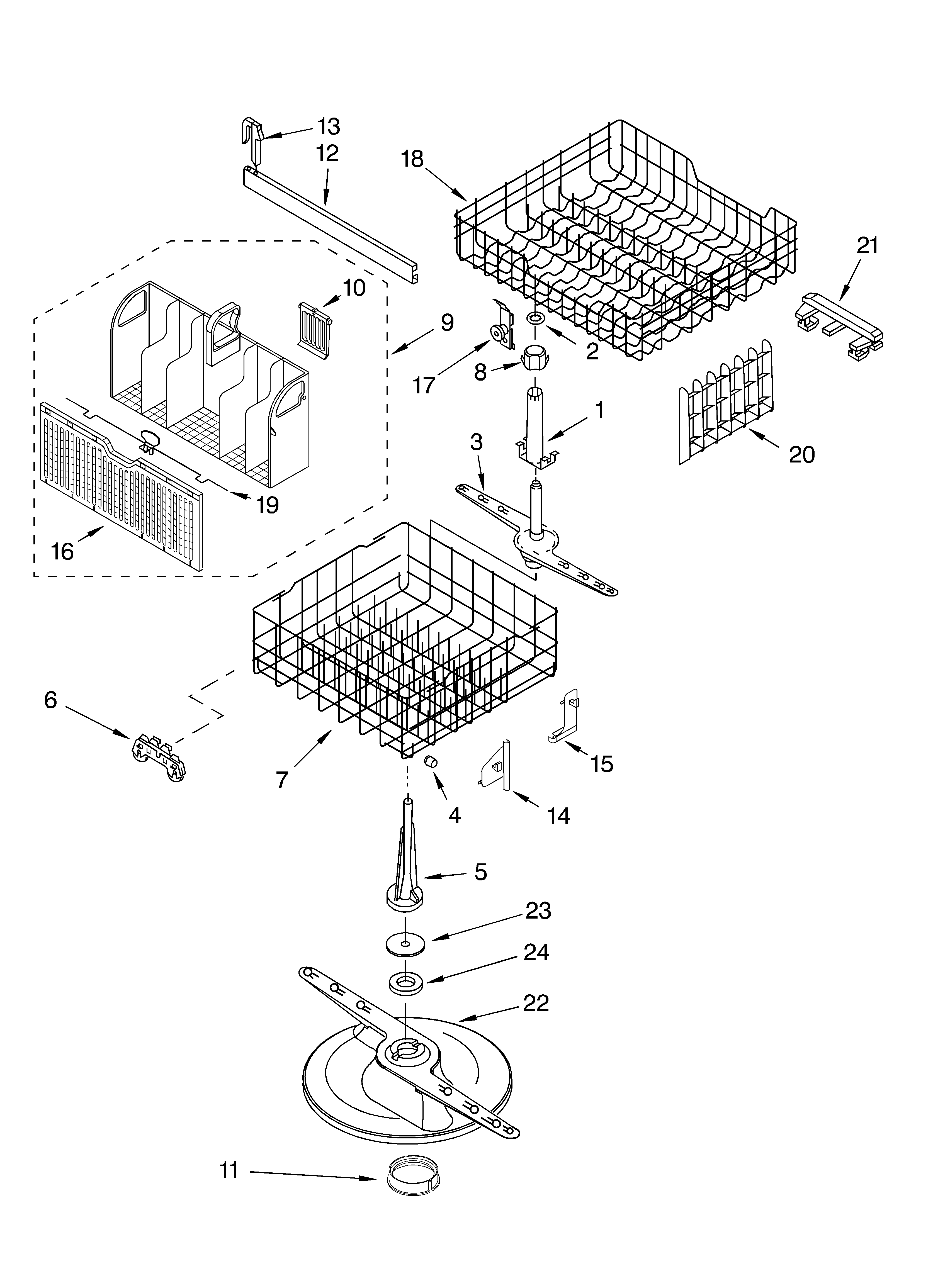 Whirlpool DU930PWKQ0 dishrack diagram