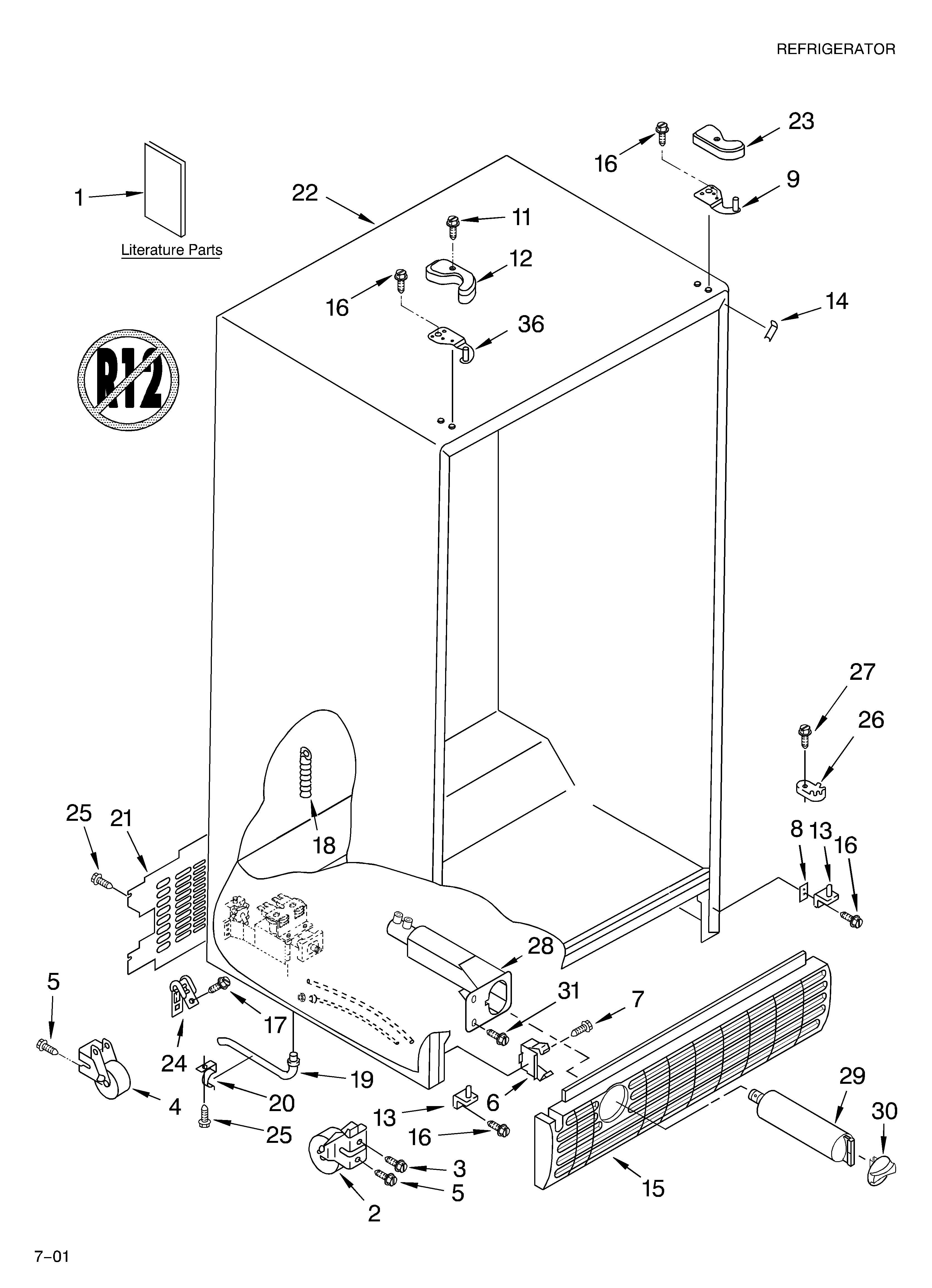 KitchenAid KSRS27IKSS01 cabinet/literature diagram