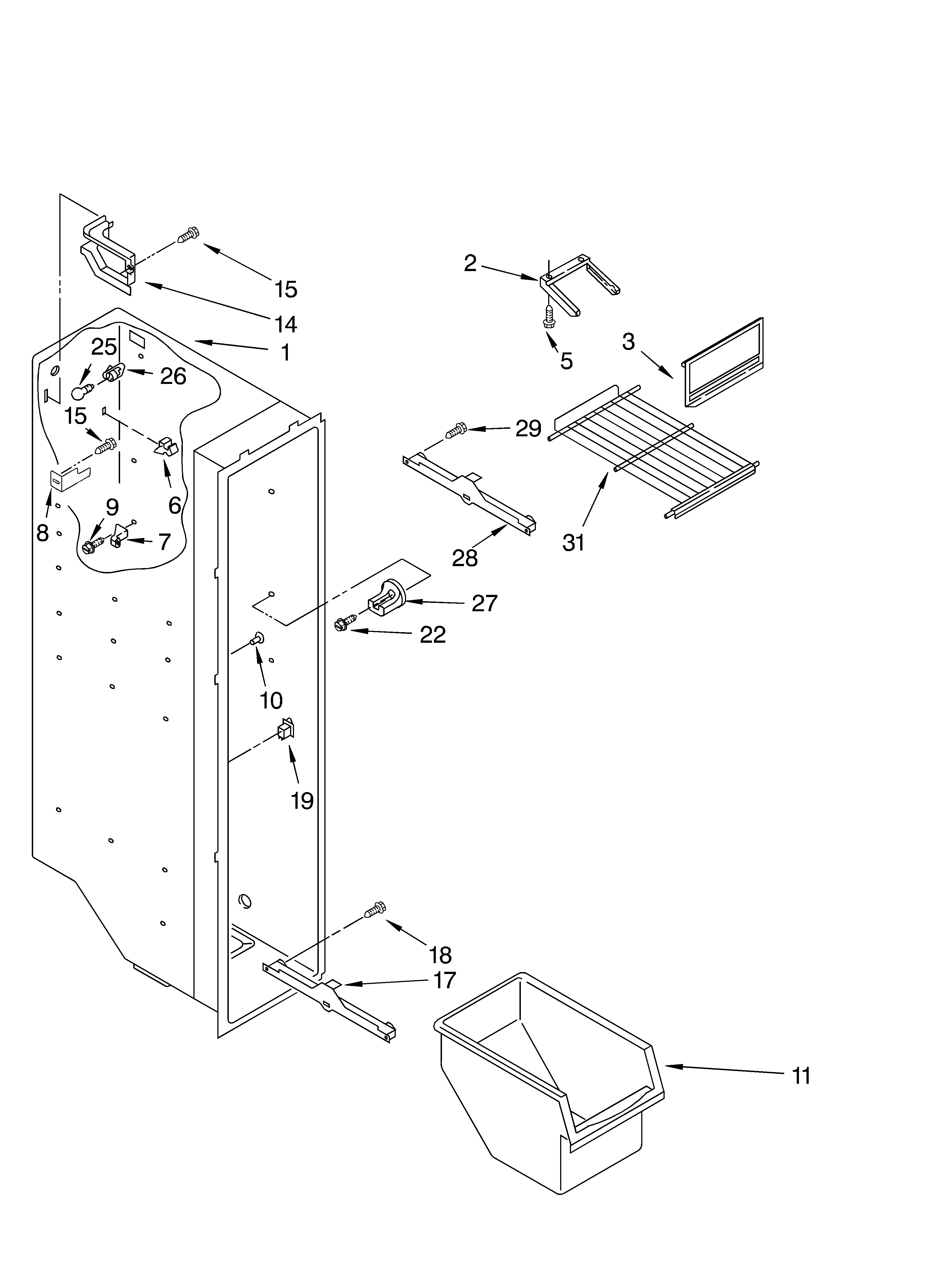 Whirlpool ED22TEXHT04 freezer liner diagram