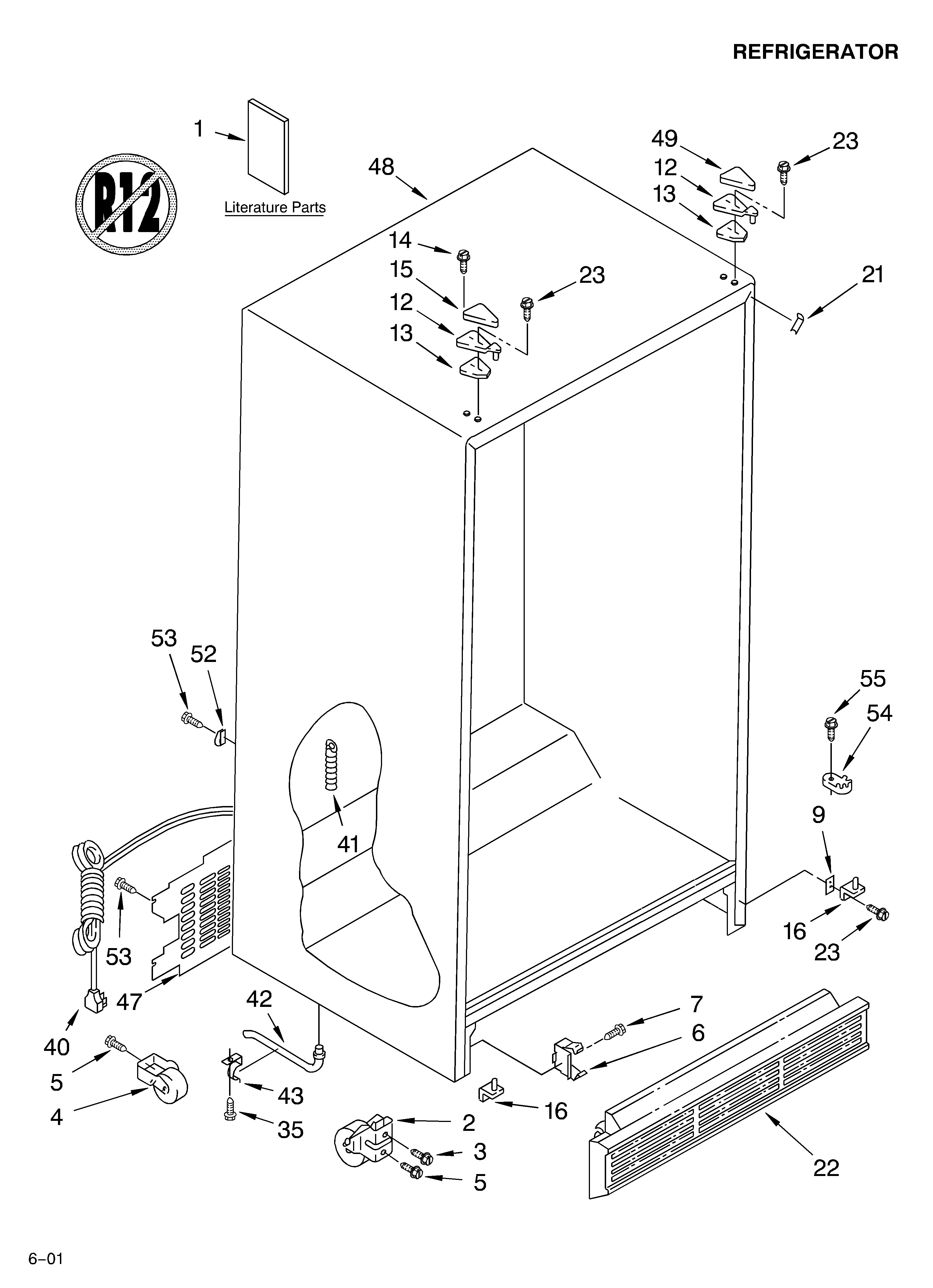 Whirlpool 4YED27DQFW04 cabinet/literature diagram