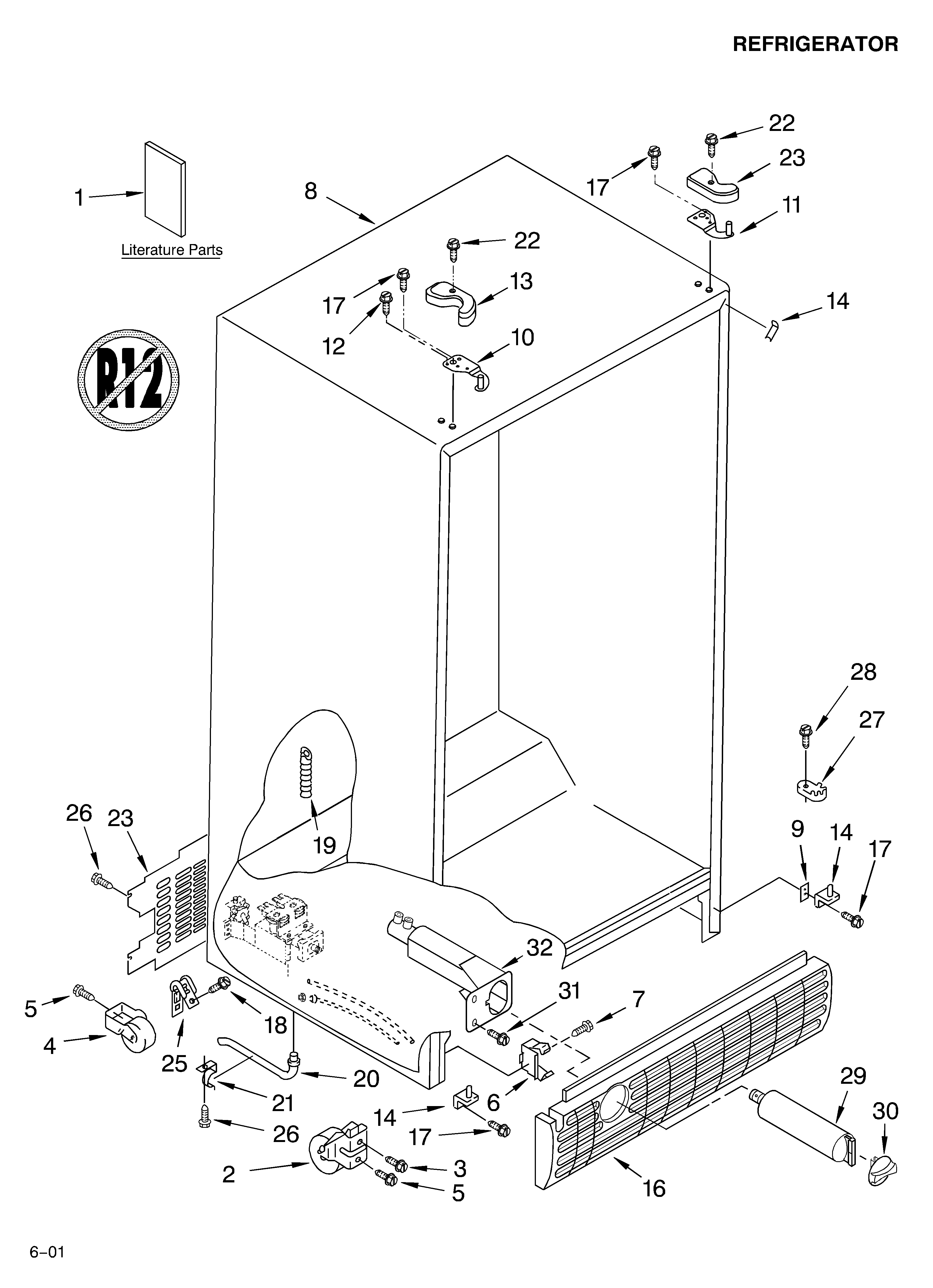 Whirlpool ED2CHGXKT00 cabinet/literature diagram