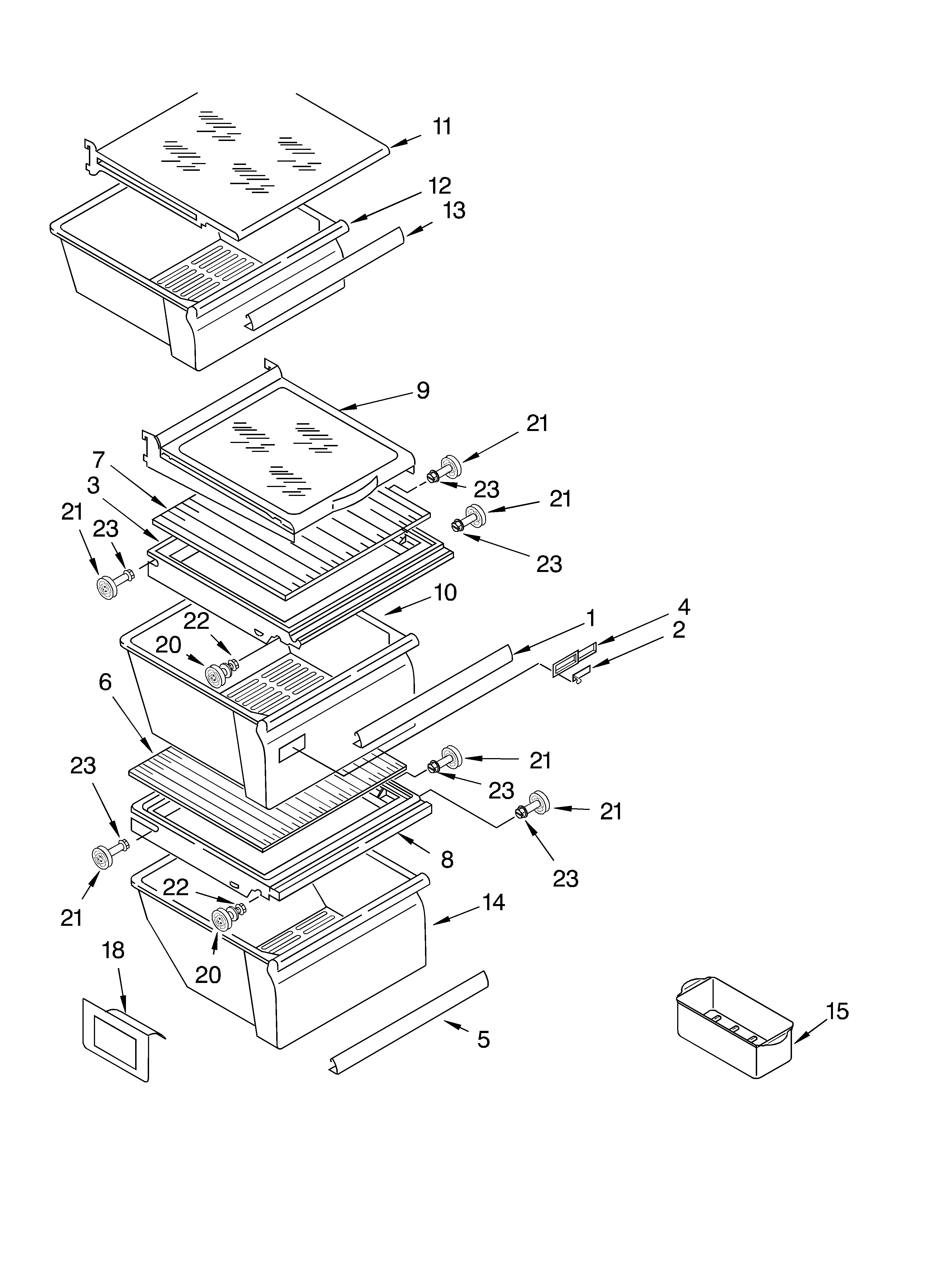 Whirlpool ED2CHGXKT00 refrigerator shelf diagram