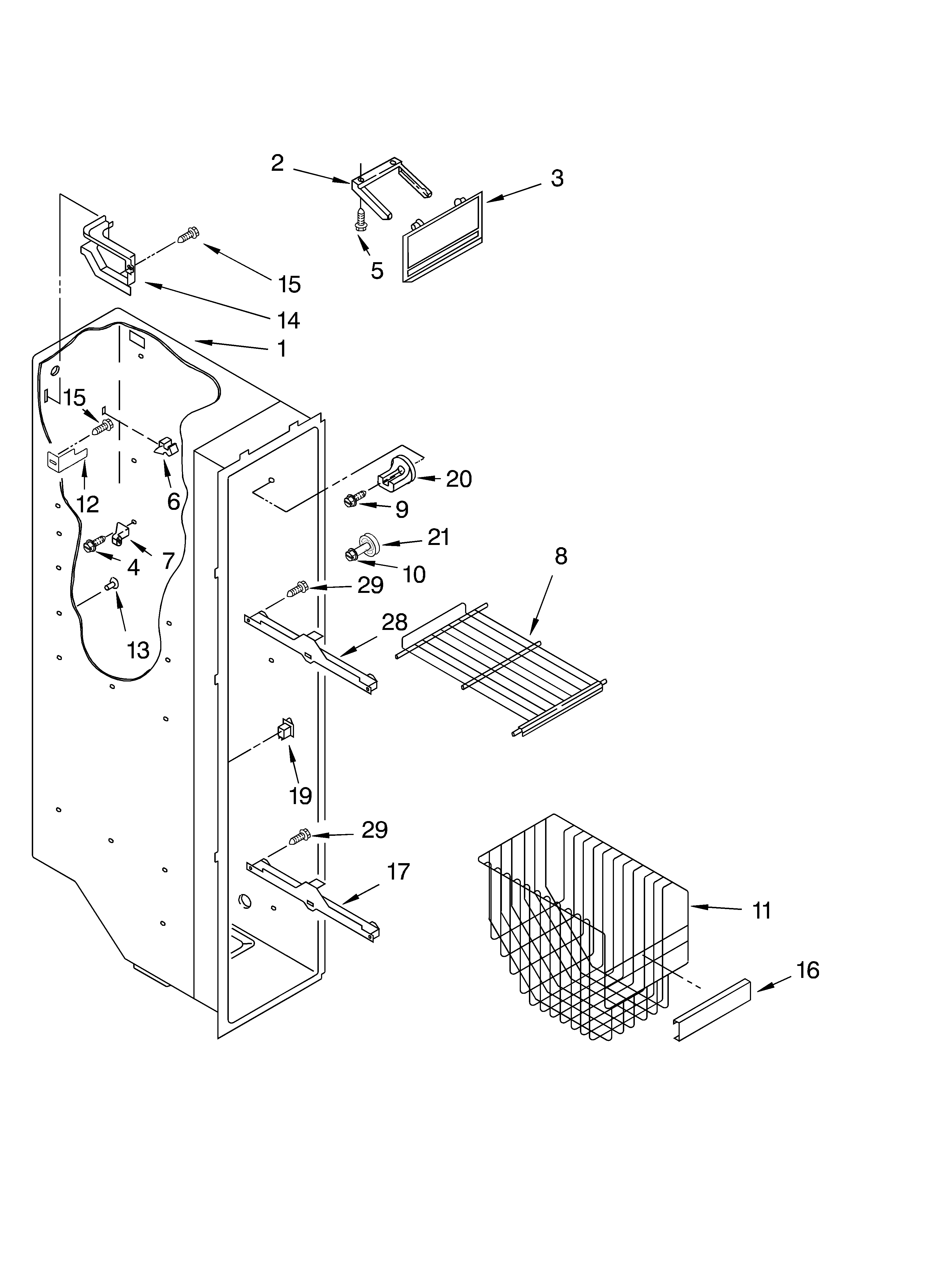 Whirlpool ED2CHGXKT00 freezer liner diagram