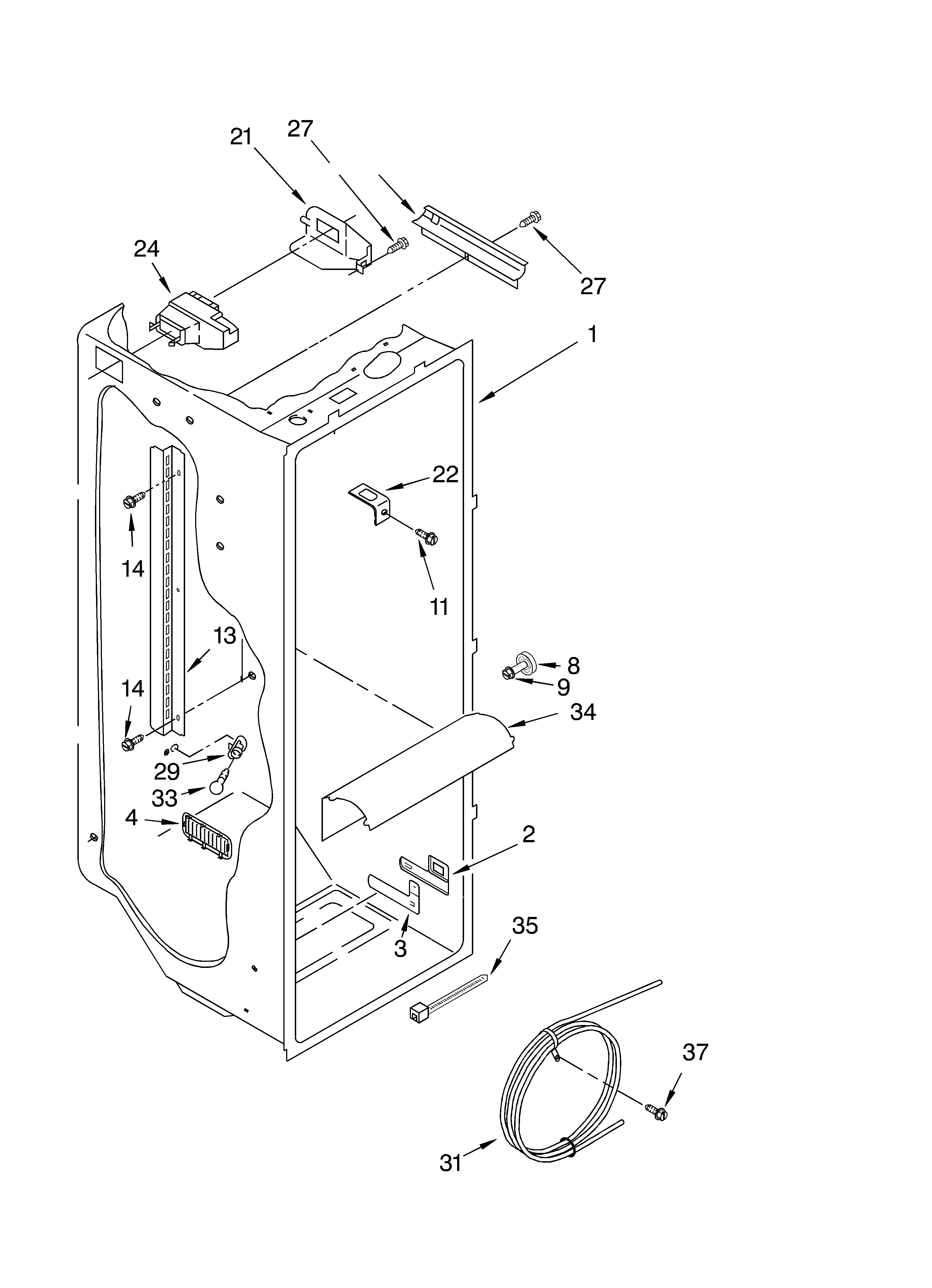 Whirlpool ED2FTGXKQ00 refrigerator liner diagram