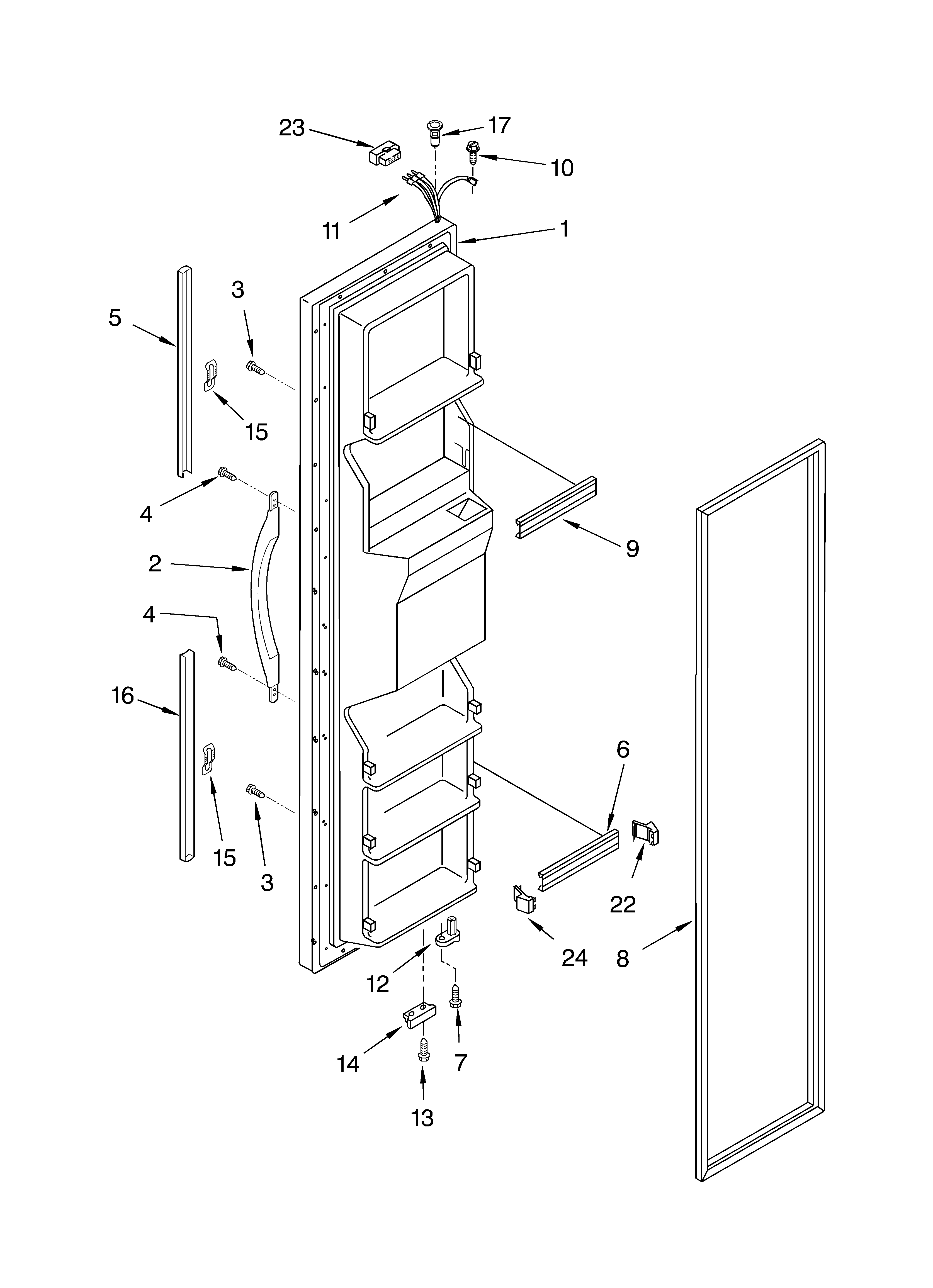 Whirlpool ED2FTGXKQ00 freezer door diagram