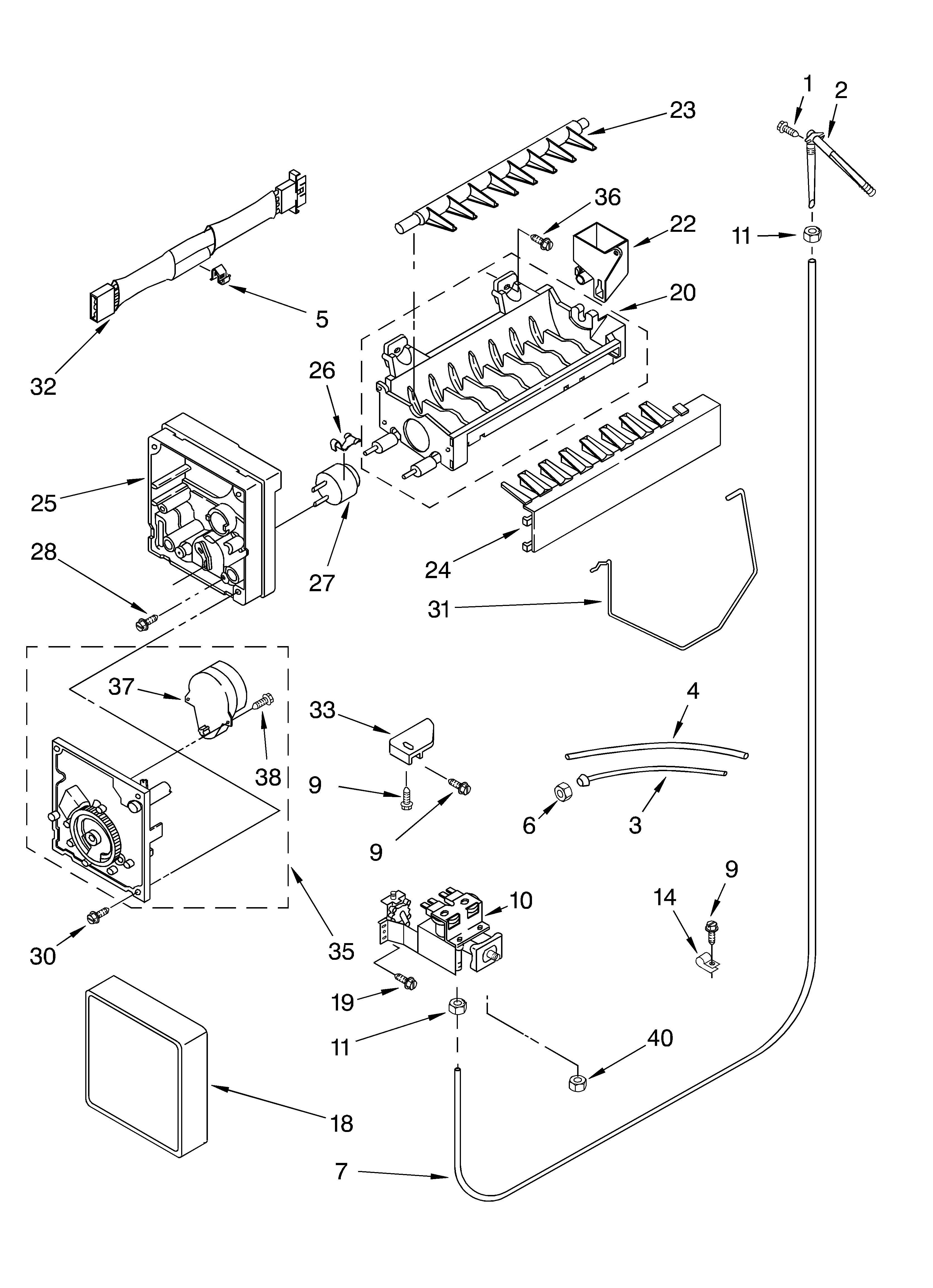 Whirlpool ED2FTGXKQ00 icemaker/optional diagram