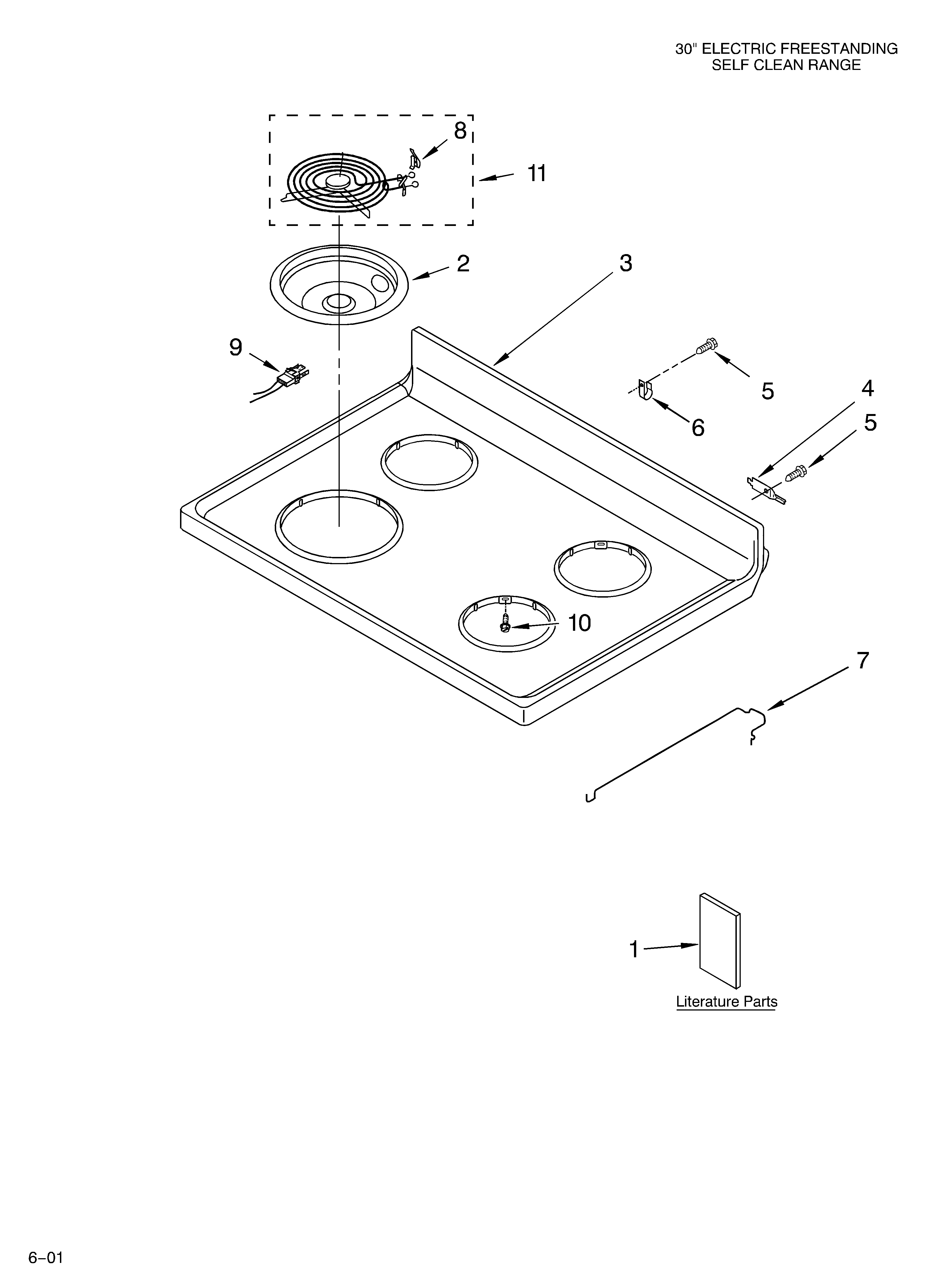 Whirlpool RF379LXKQ0 cooktop/literature diagram