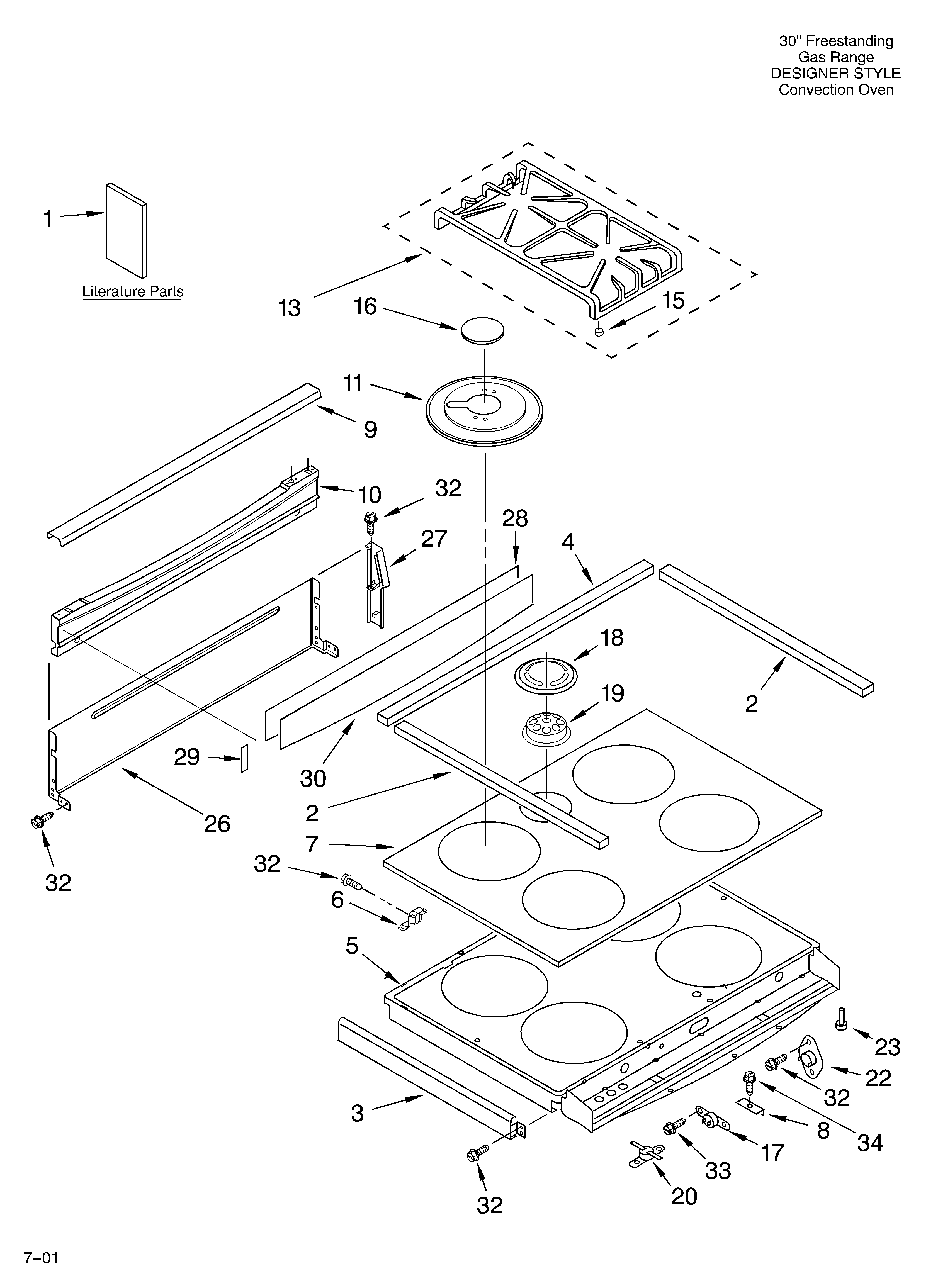KitchenAid KGRT607HBL6 cooktop/literature diagram