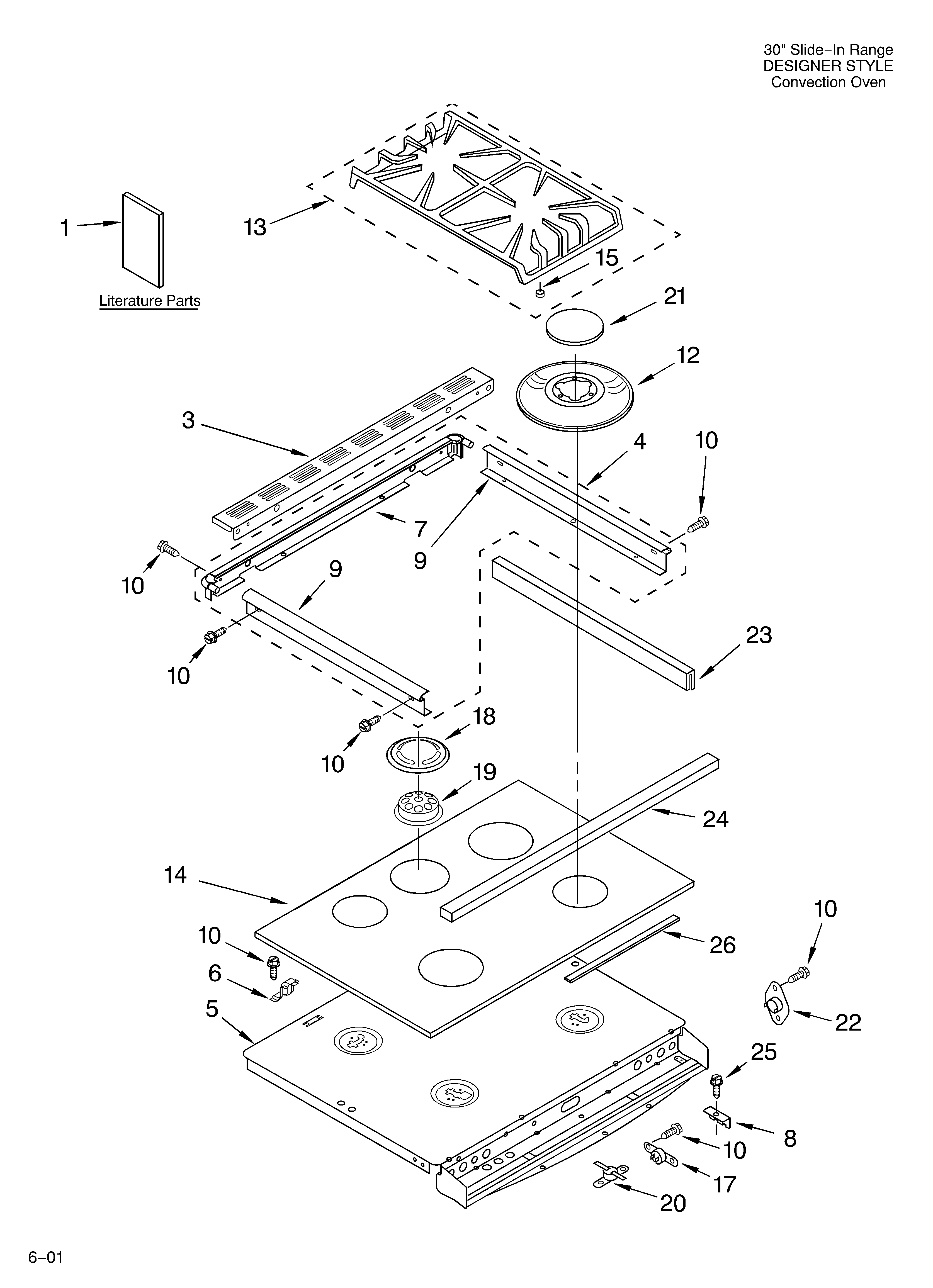KitchenAid KGST307HBL6 cooktop/literature diagram