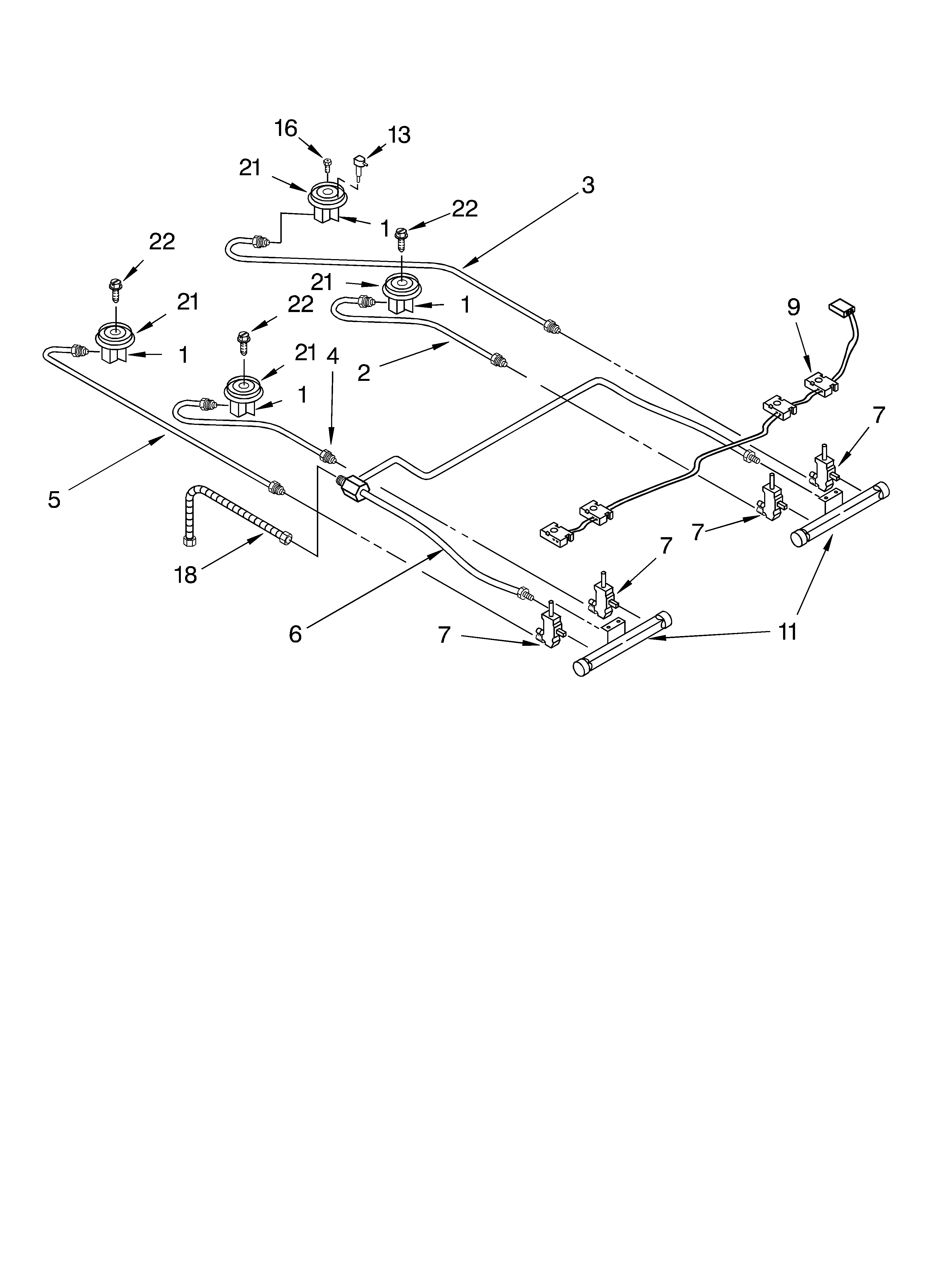 KitchenAid KGST307HBL6 cooktop burner diagram
