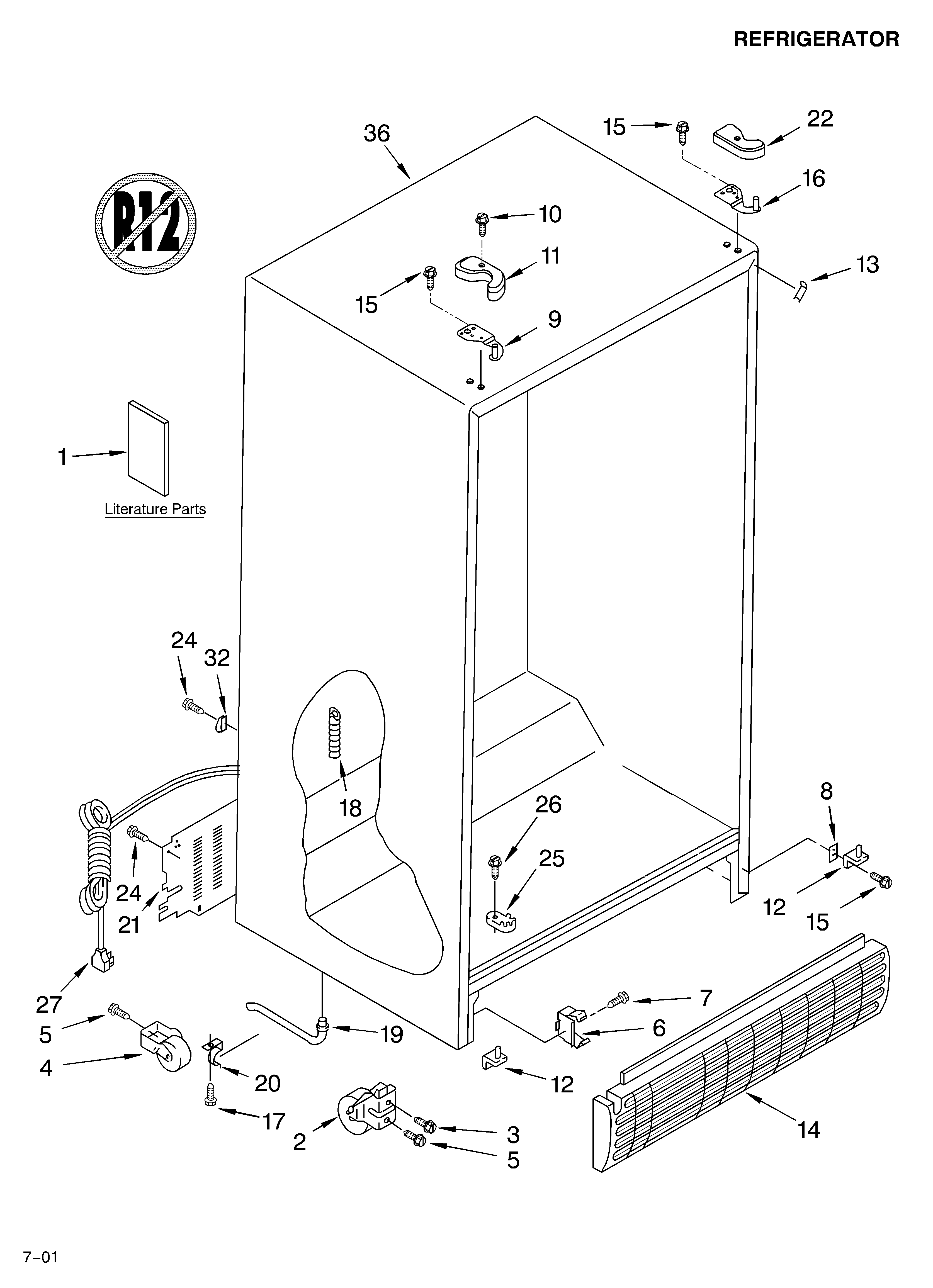 KitchenAid 4KSRS27CHT01 cabinet/literature diagram
